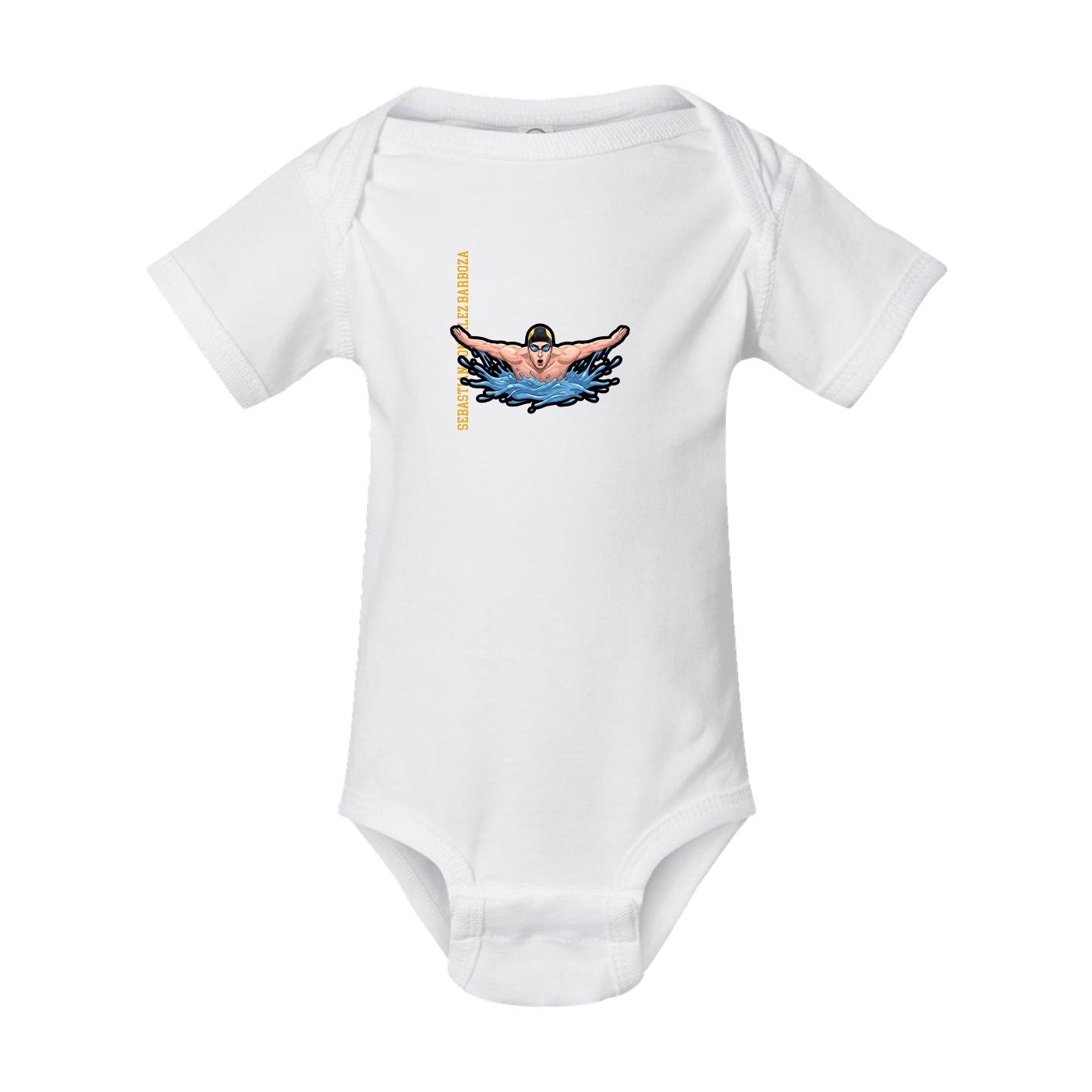 Baby Onesie — Name Vertical in White