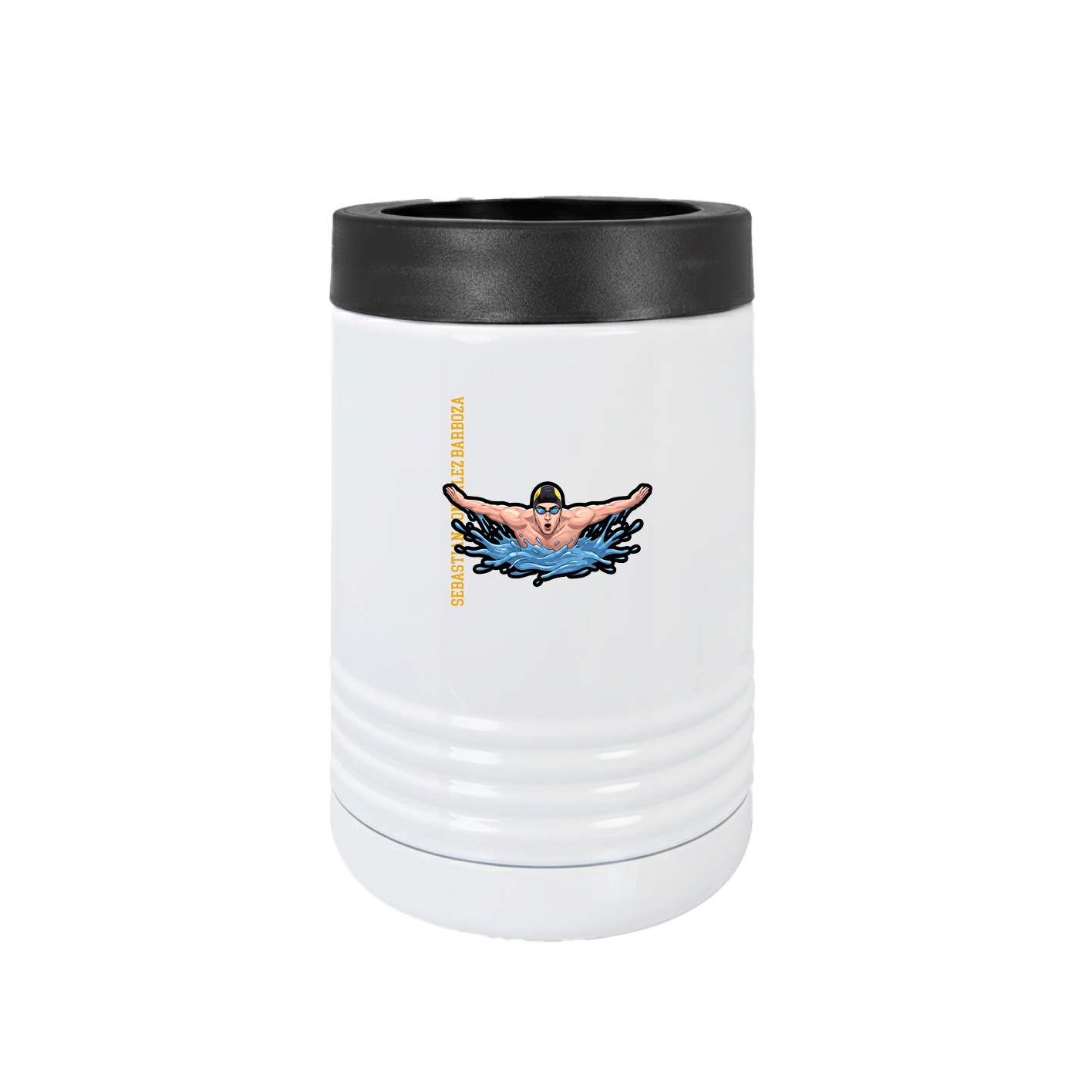 Beverage Holder — Name Vertical in White