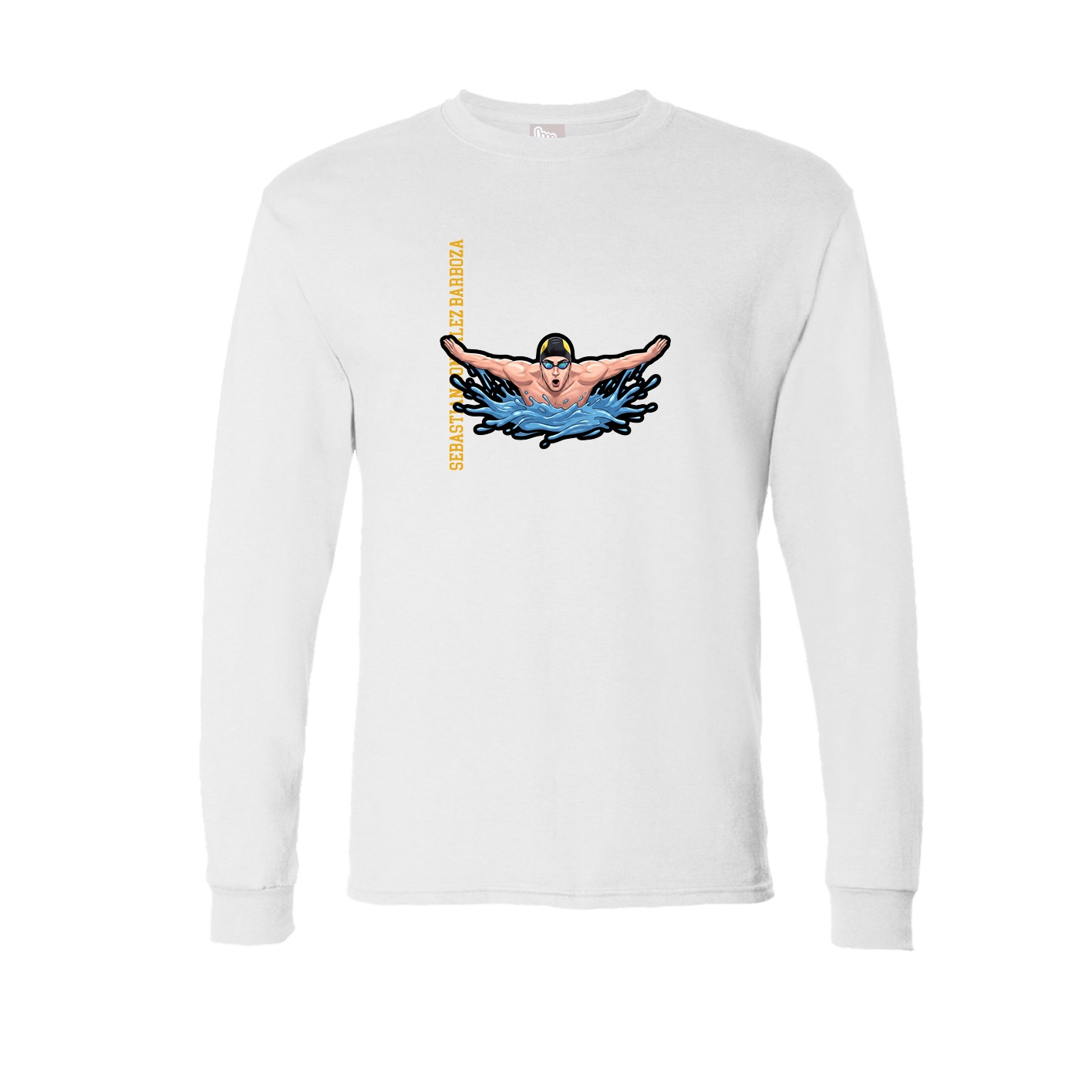 Long Sleeve Tee — Name Vertical in White