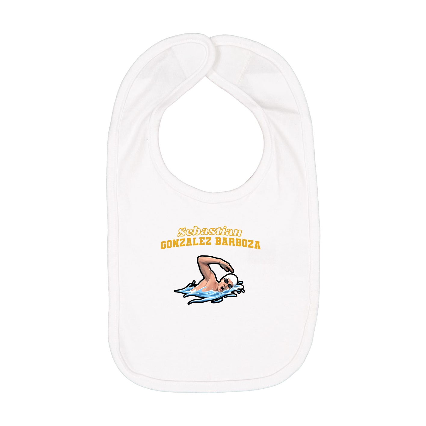 Infant Bib — Name Arch in White