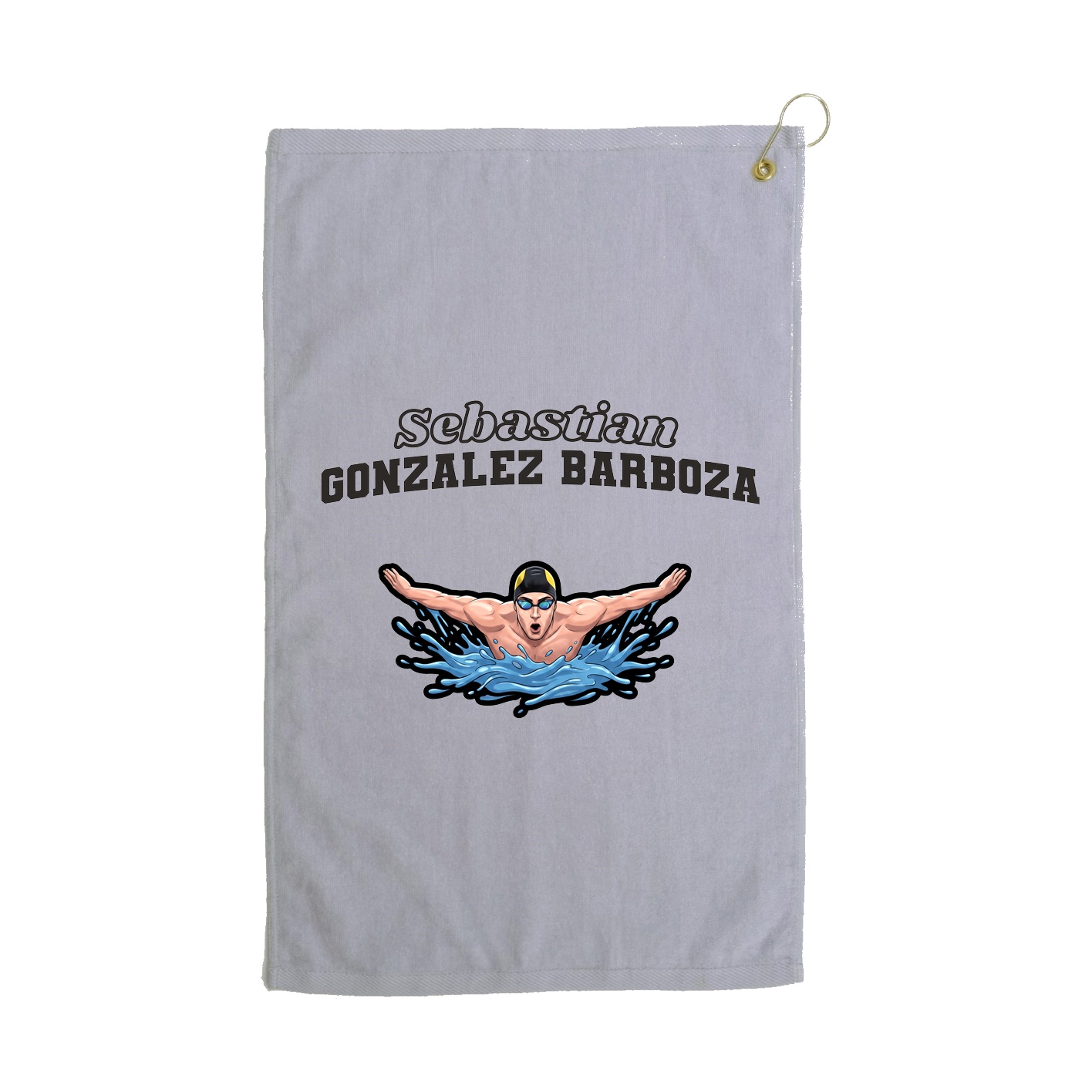 Golf Towel — Name Arch in Grey