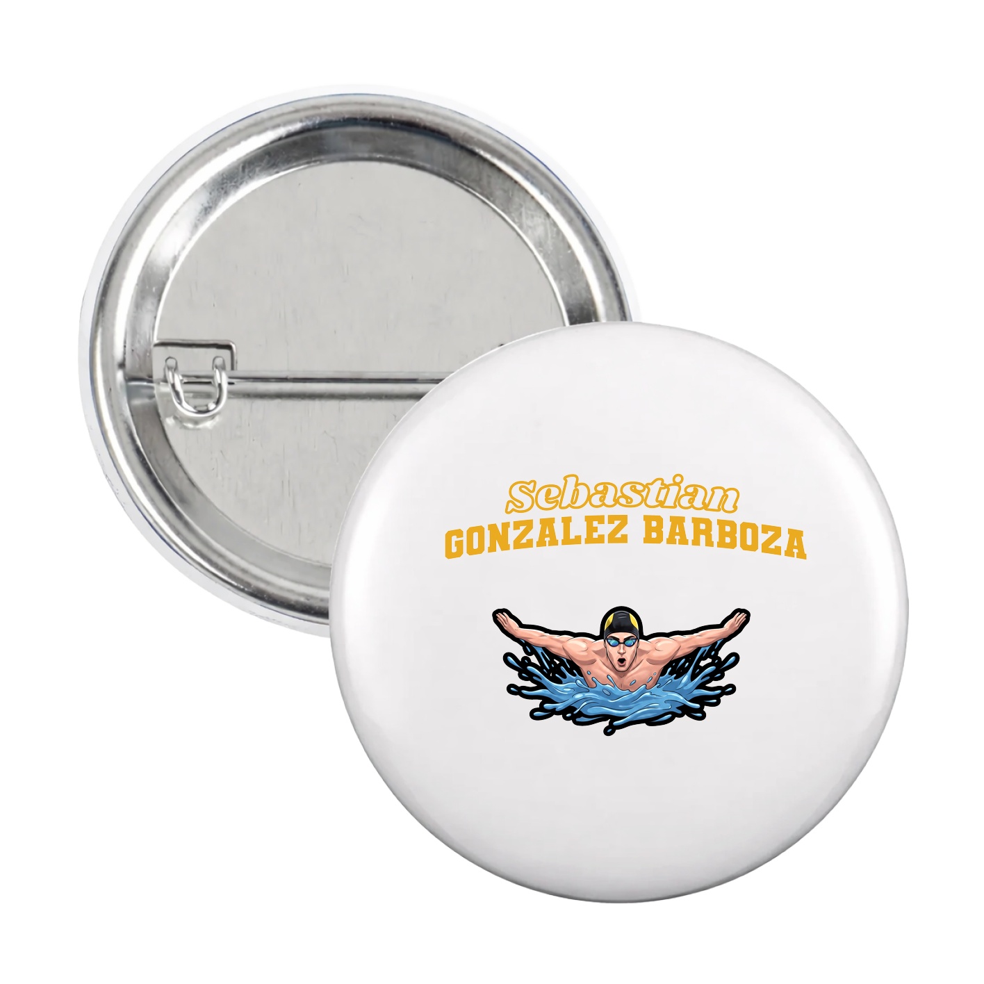 Game Day Button — Name Arch in White