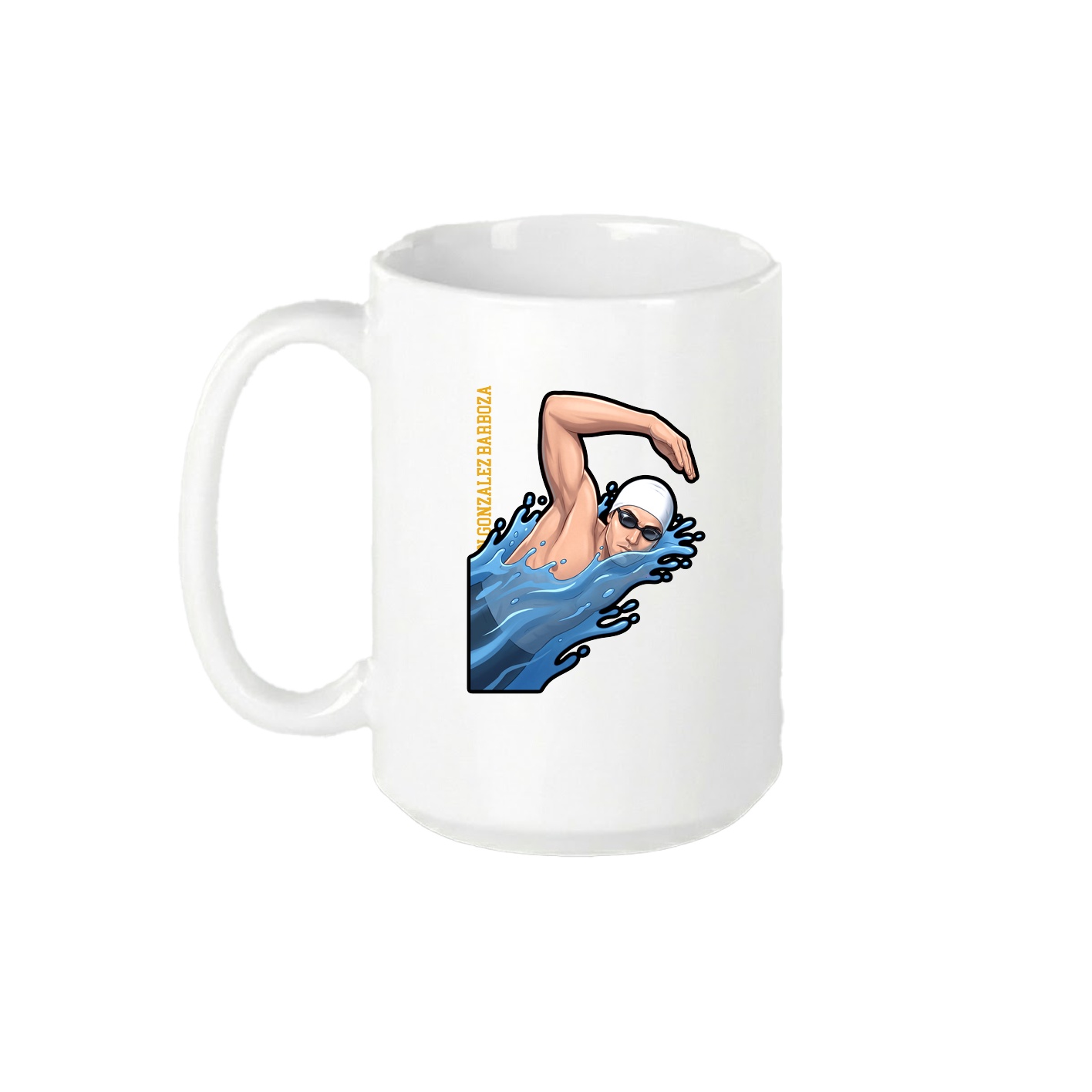 15oz Coffee Mug — Name Vertical in White