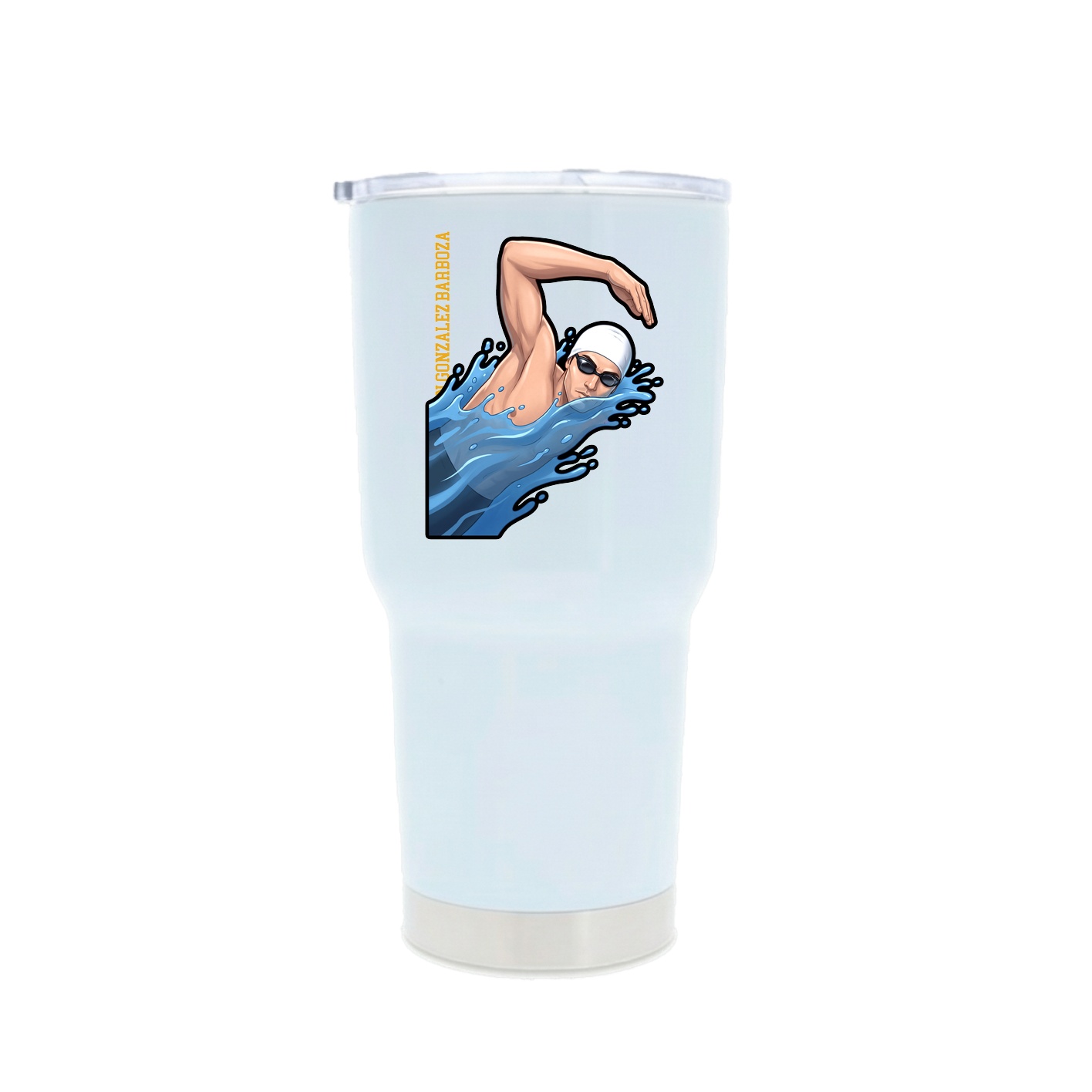 30oz Stainless Steel Tumbler — Name Vertical in White