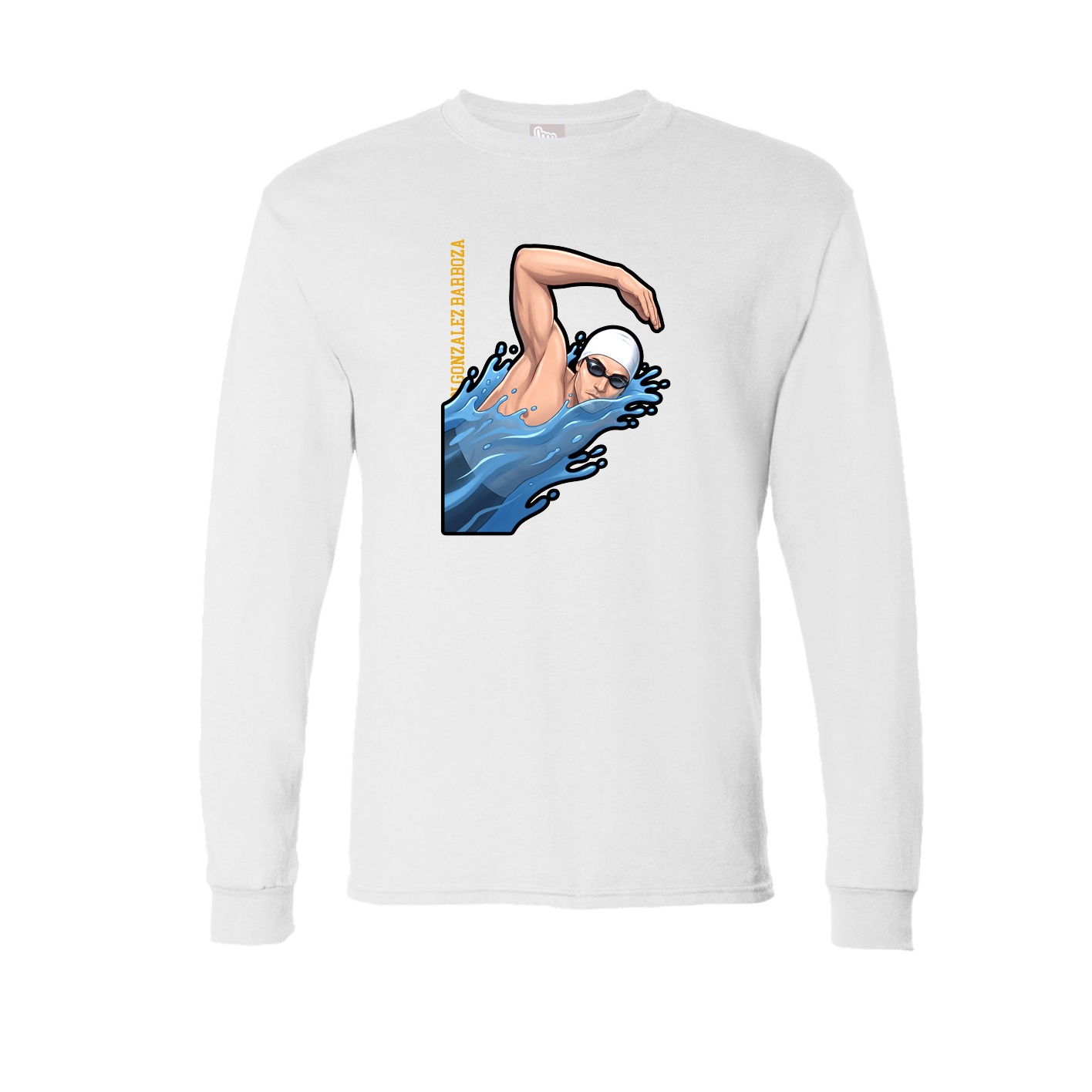 Long Sleeve Tee — Name Vertical in White