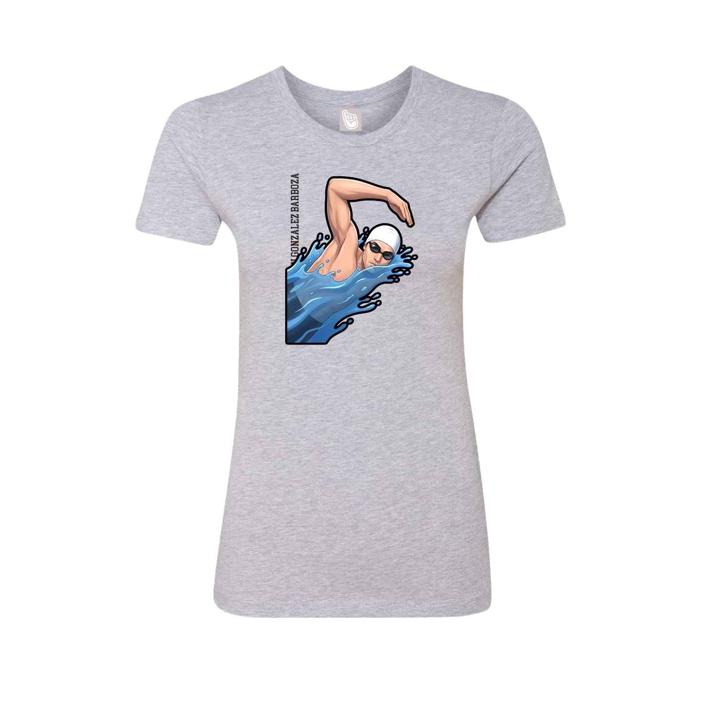Fitted Women's Tee — Name Vertical in Grey