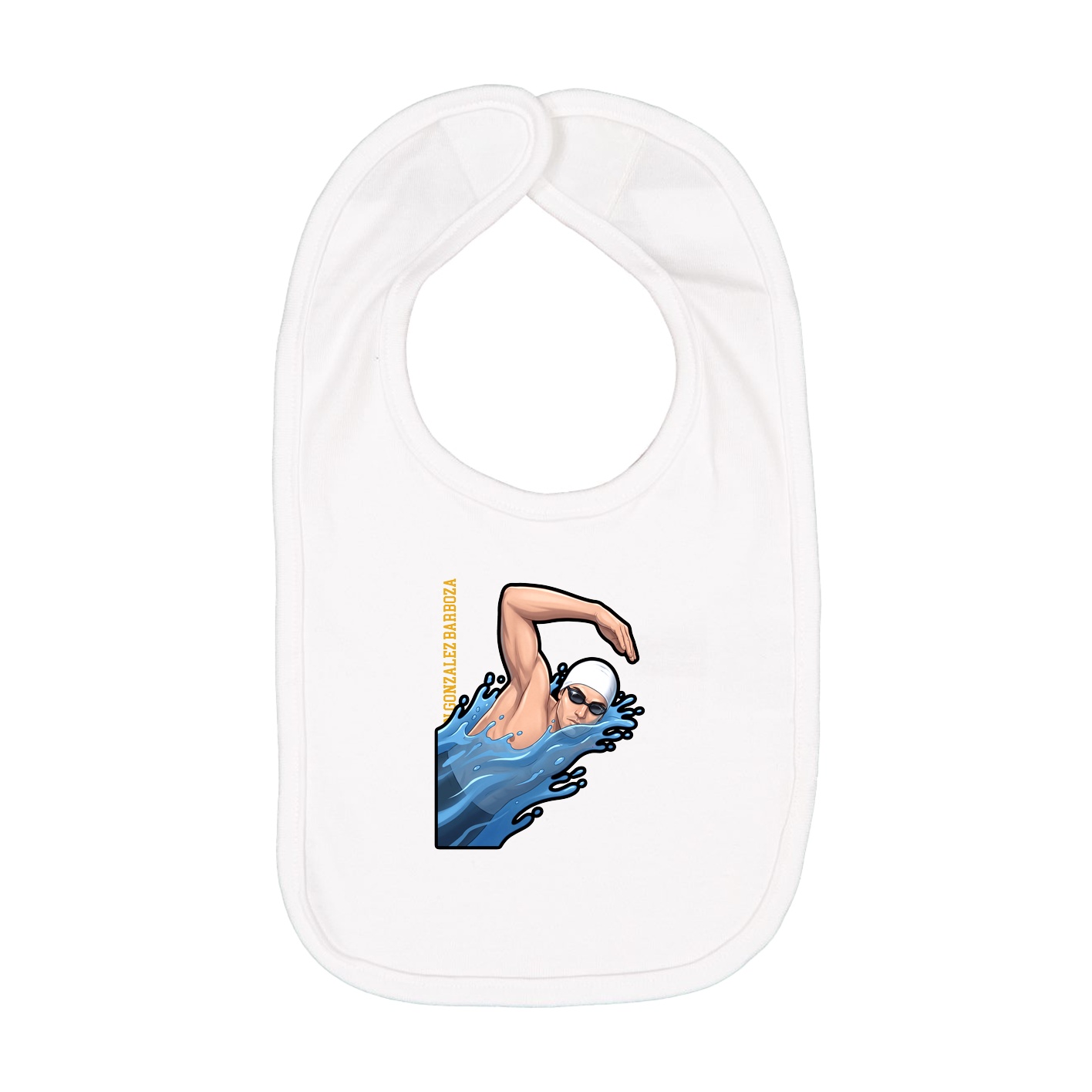 Infant Bib — Name Vertical in White