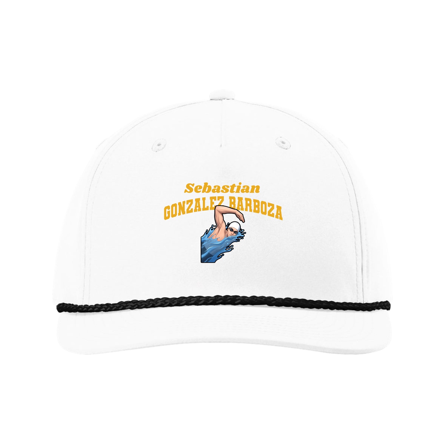 Five-Panel Classic Rope Cap — Signature Arch in White