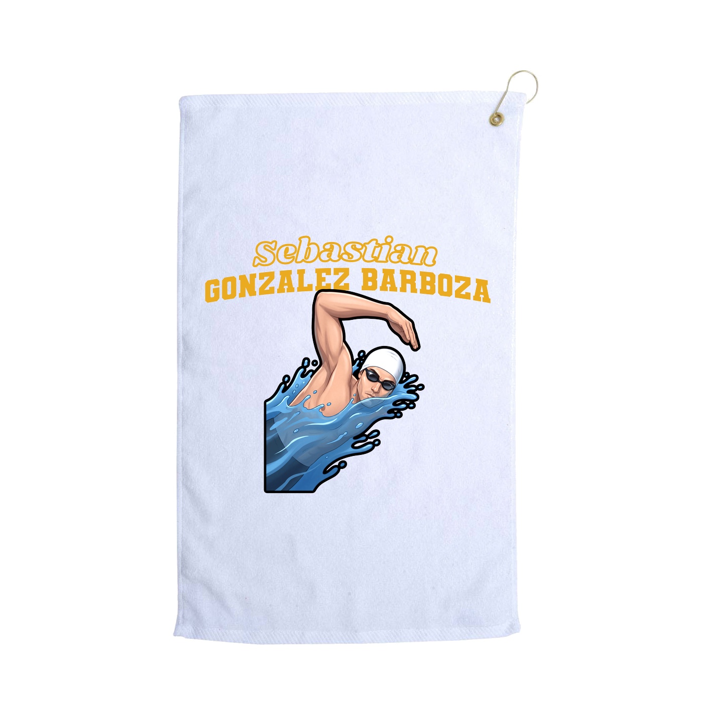 Golf Towel — Name Arch in White
