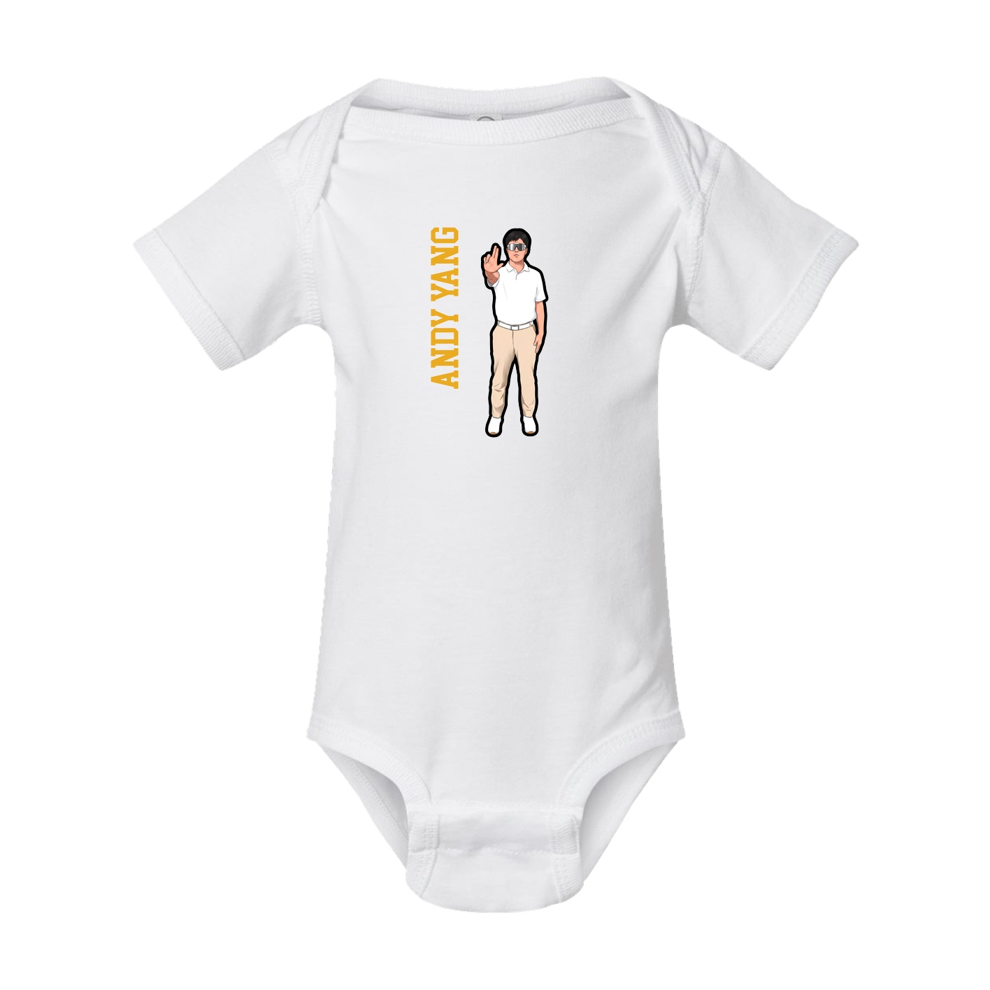 Baby Onesie — Name Vertical in White