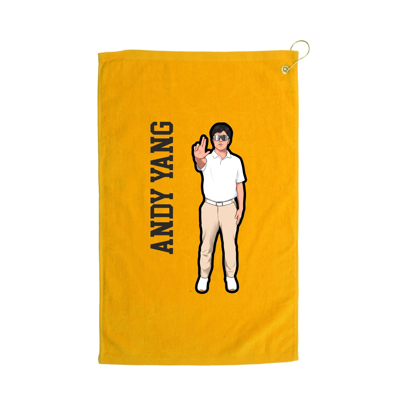 Golf Towel — Name Vertical in Gold