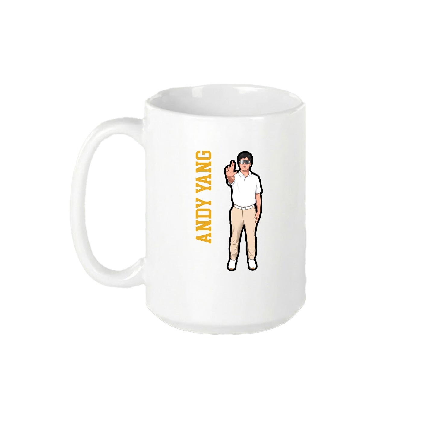 15oz Coffee Mug — Name Vertical in White