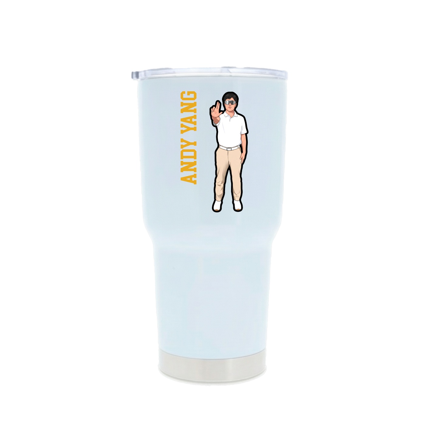 30oz Stainless Steel Tumbler — Name Vertical in White