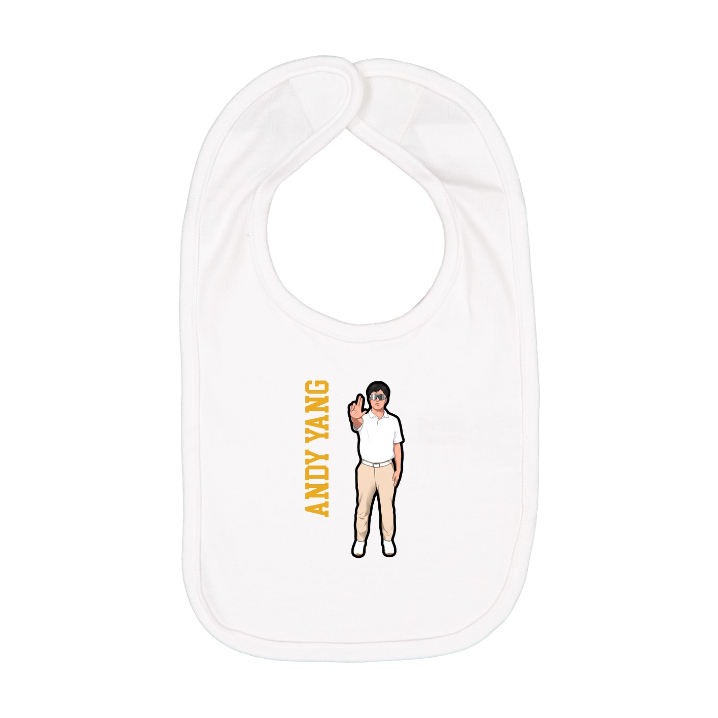 Infant Bib — Name Vertical in White