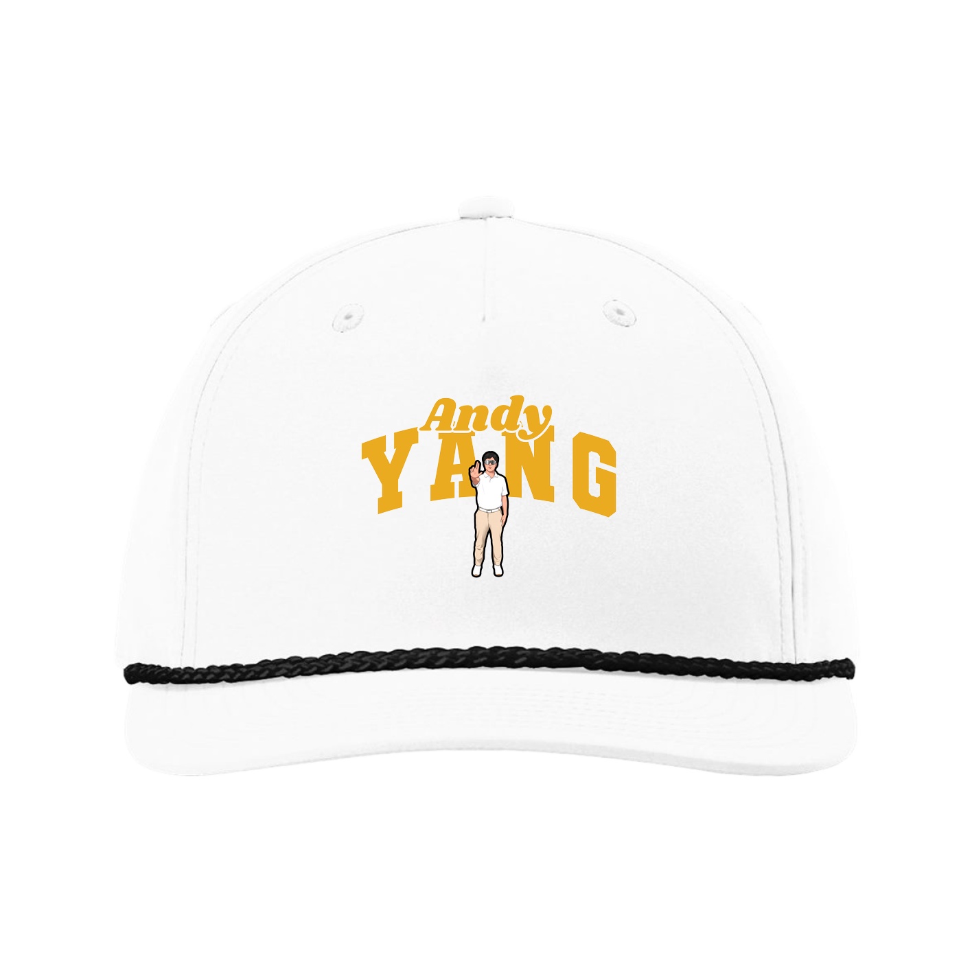 Five-Panel Classic Rope Cap — Signature Arch in White