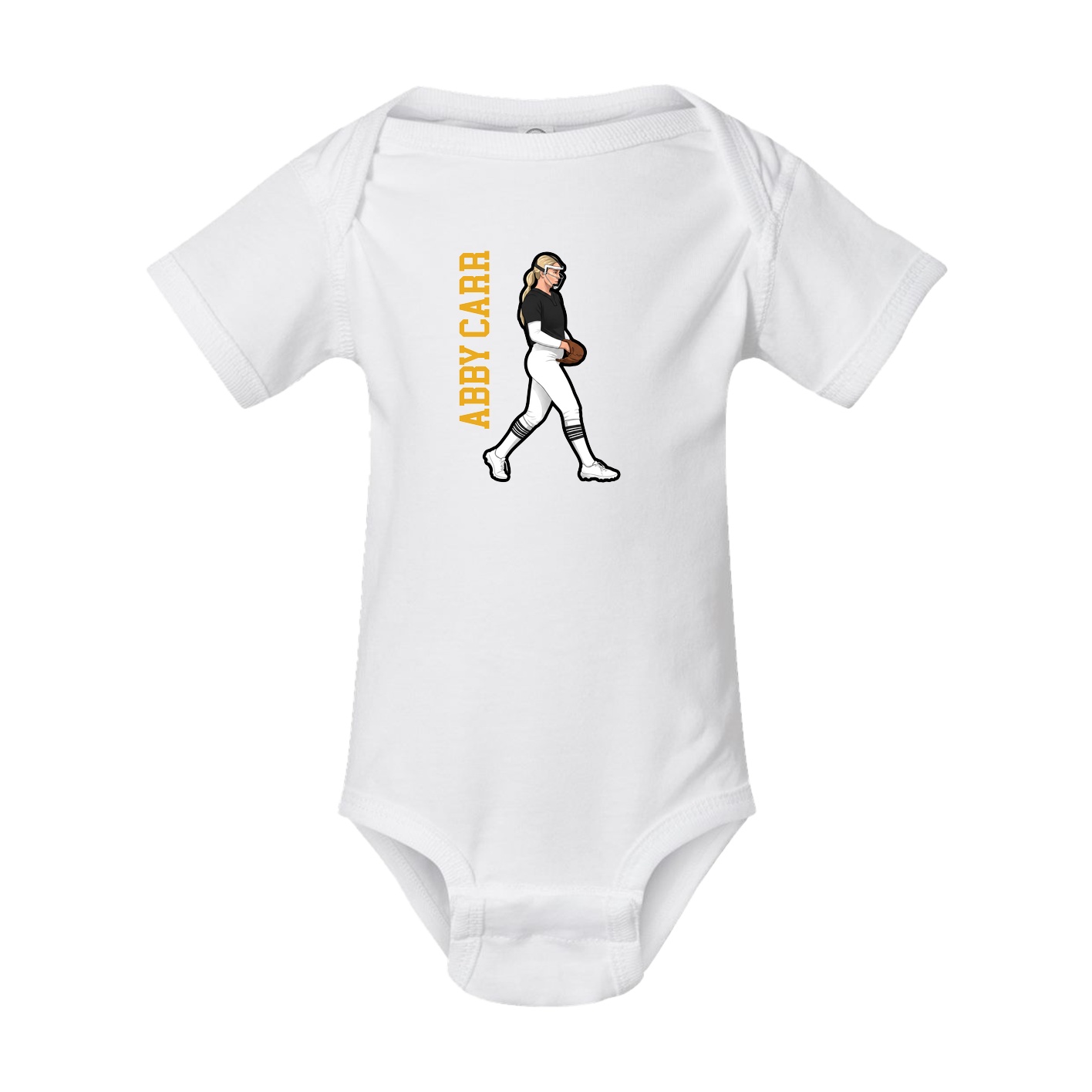Baby Onesie — Name Vertical in White