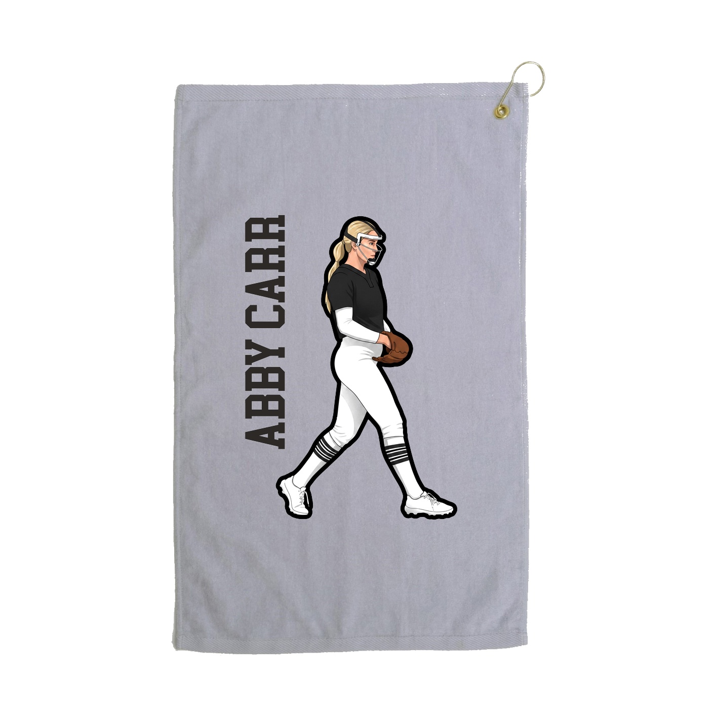 Golf Towel — Name Vertical in Grey