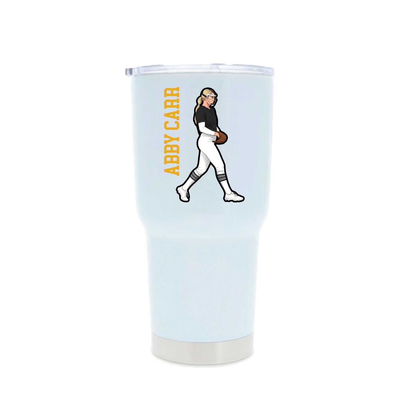 30oz Stainless Steel Tumbler — Name Vertical in White