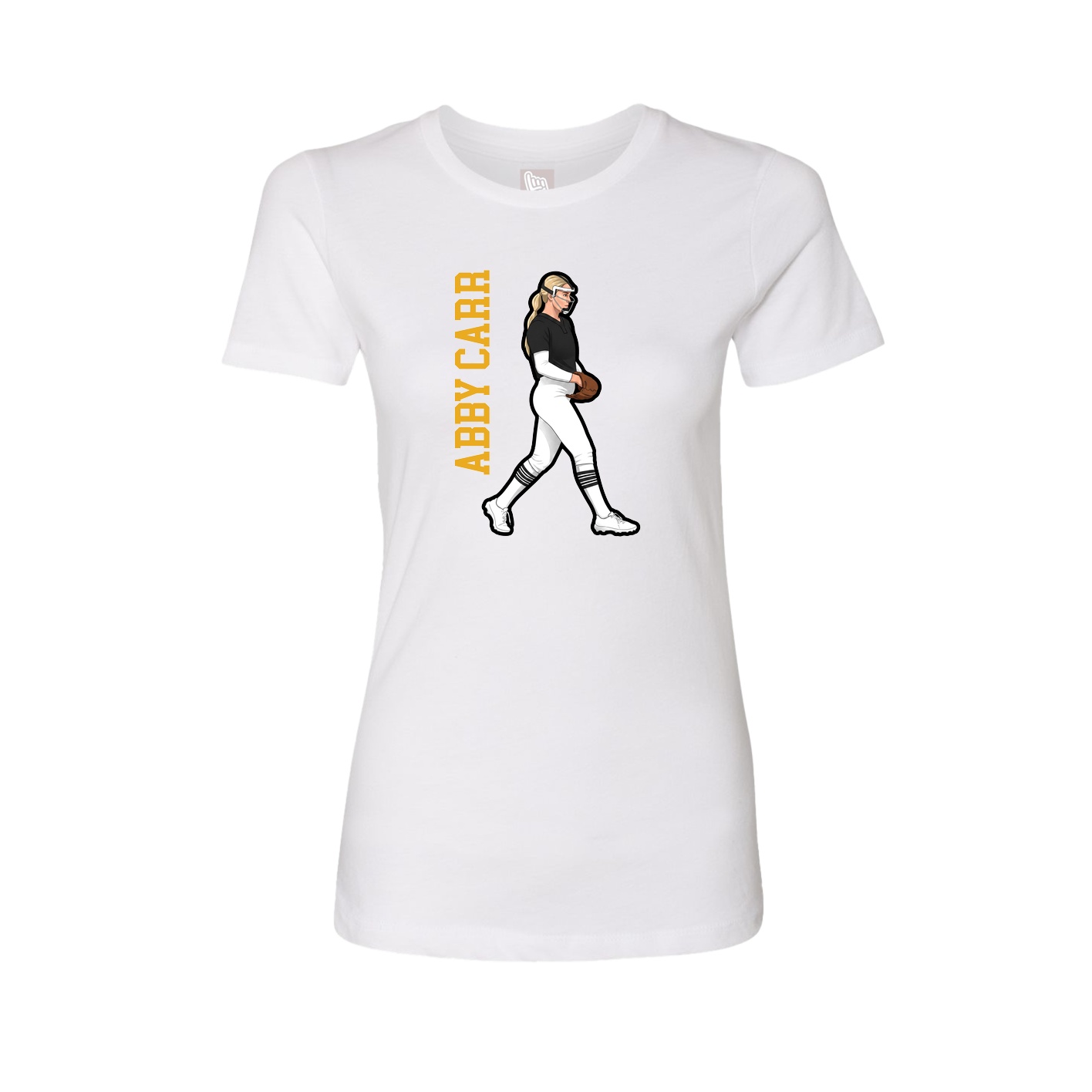Fitted Women's Tee — Name Vertical in White