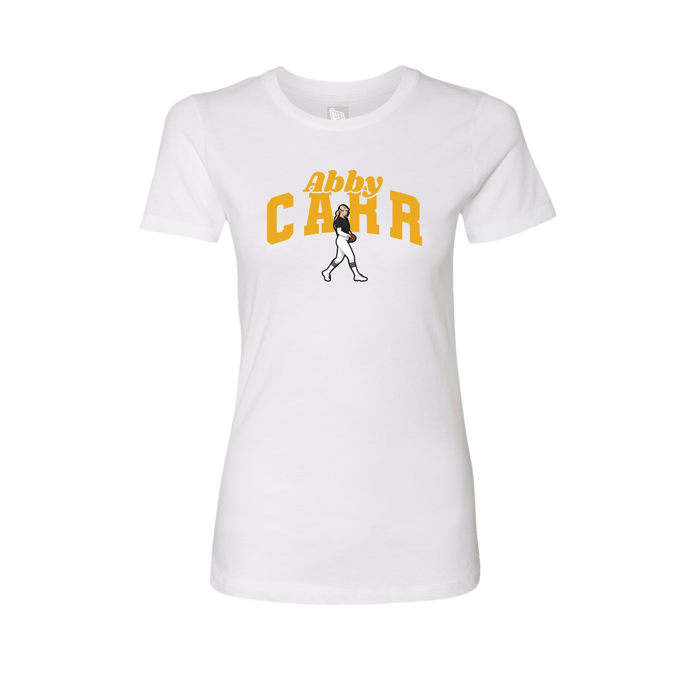 Fitted Women's Tee — Signature Arch in White