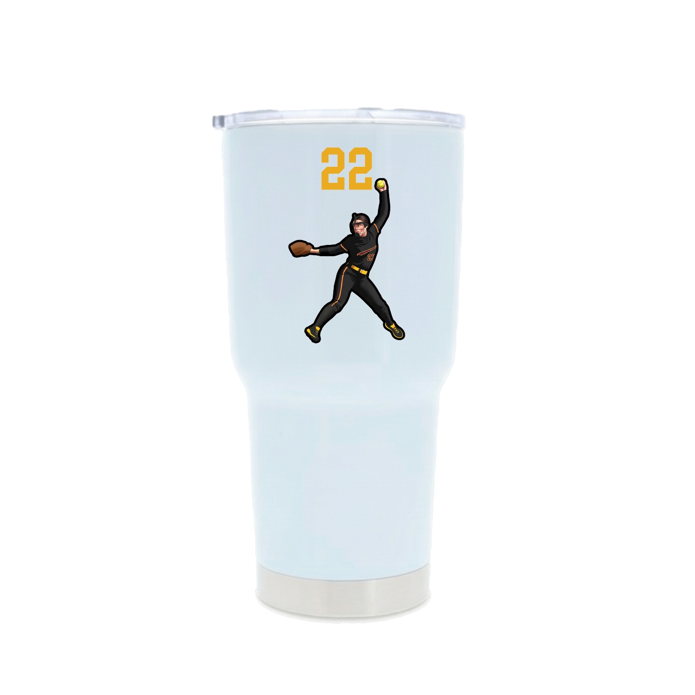 30oz Stainless Steel Tumbler — Number Top in White