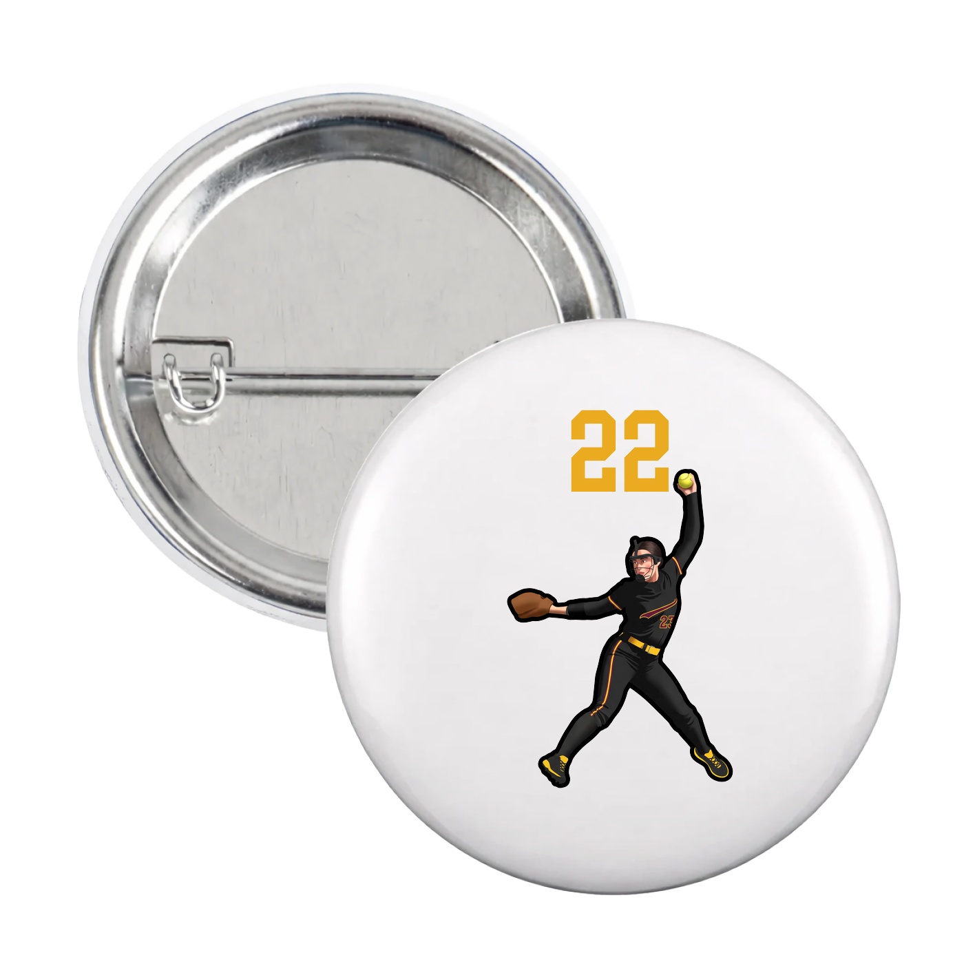 Game Day Button — Number Top in White