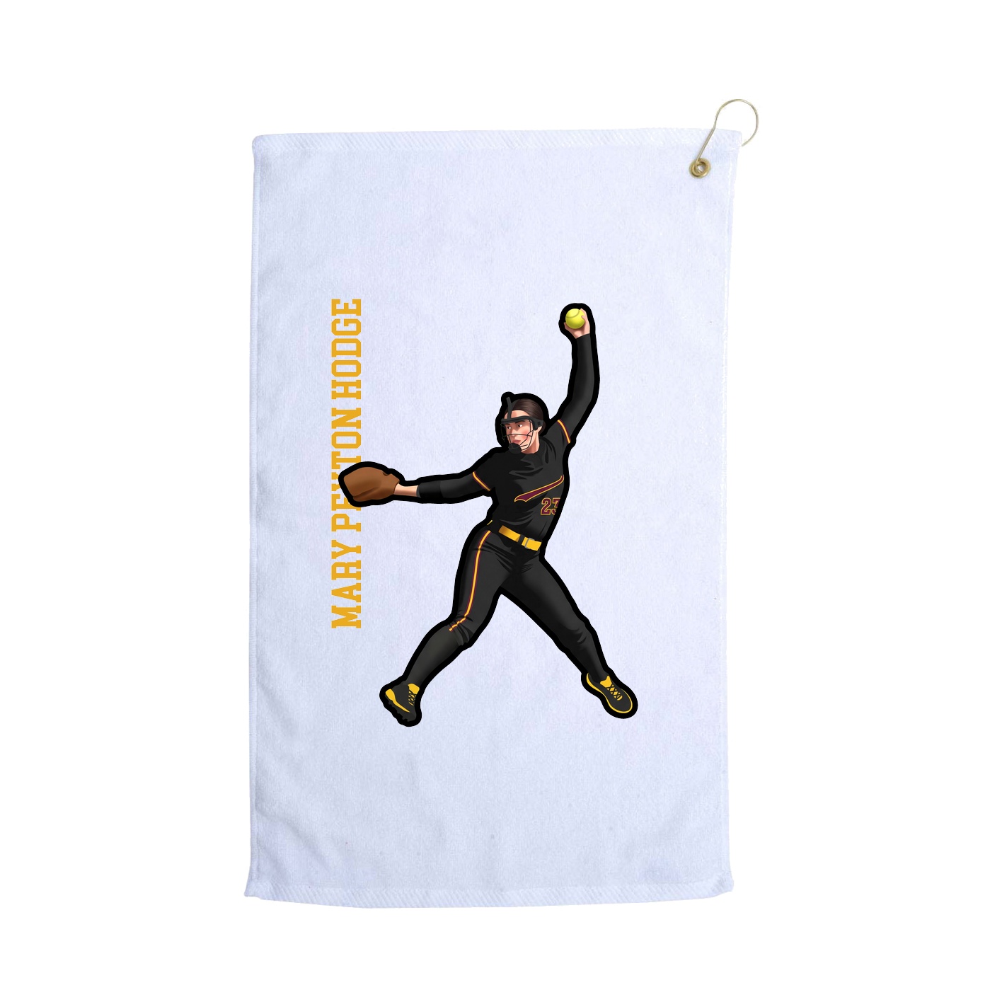 Golf Towel — Name Vertical in White
