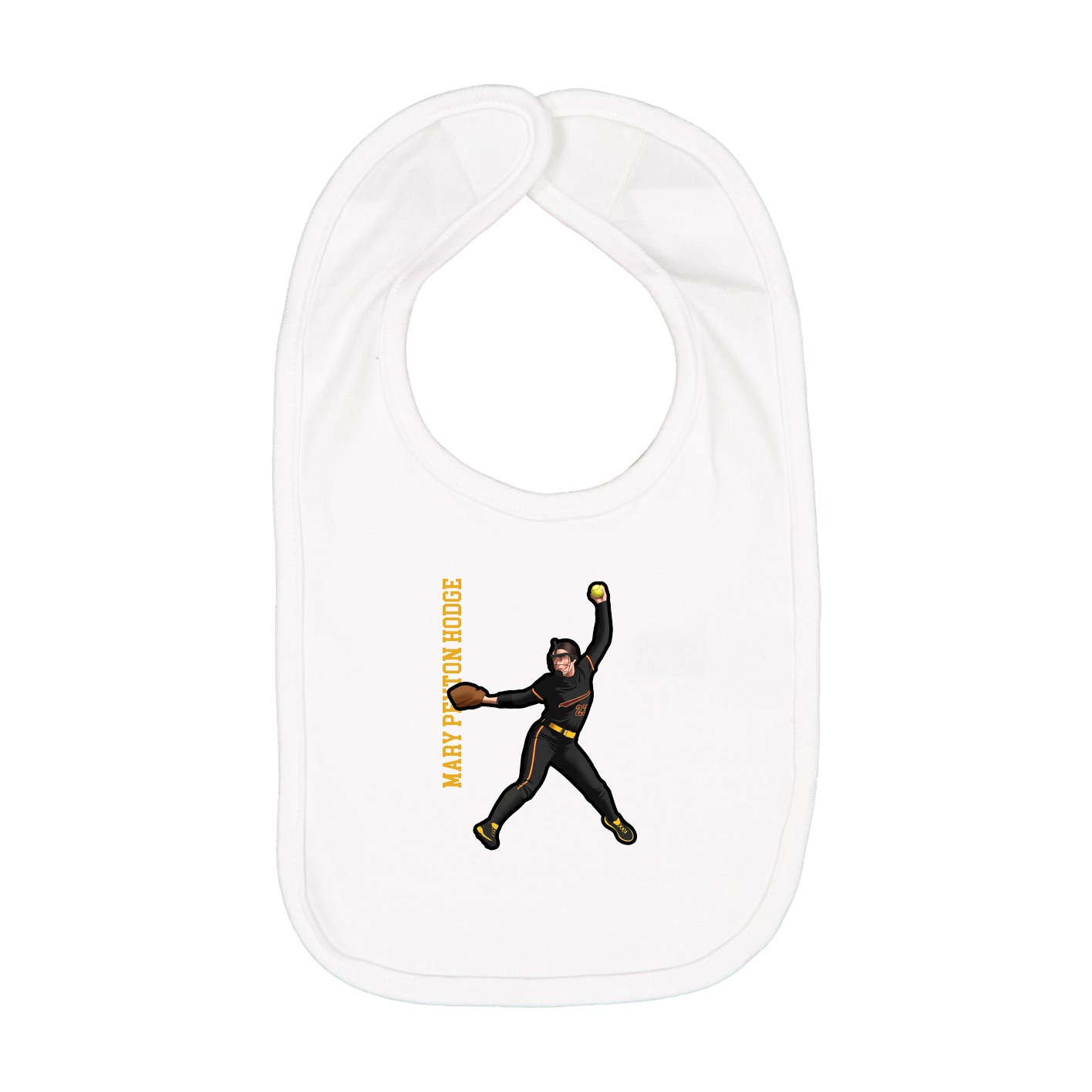 Infant Bib — Name Vertical in White