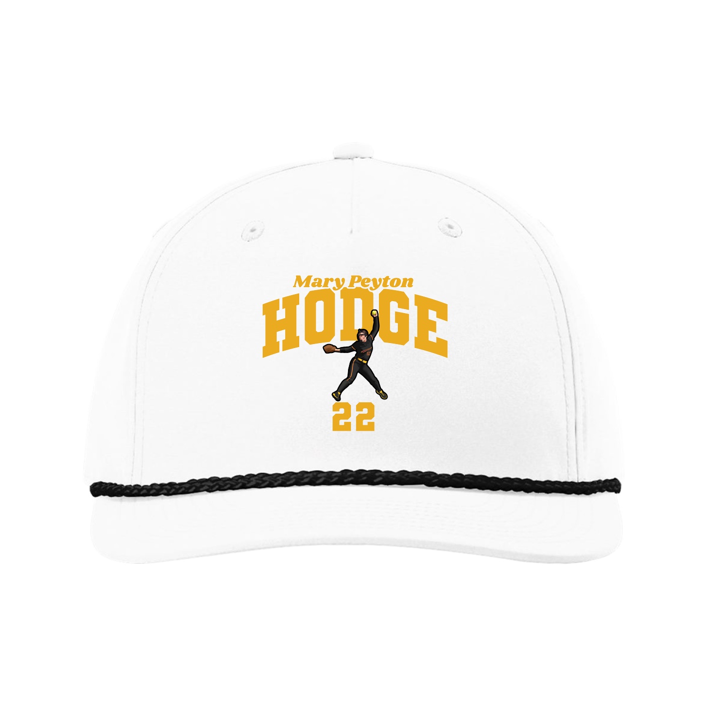 Five-Panel Classic Rope Cap — Signature Arch in White