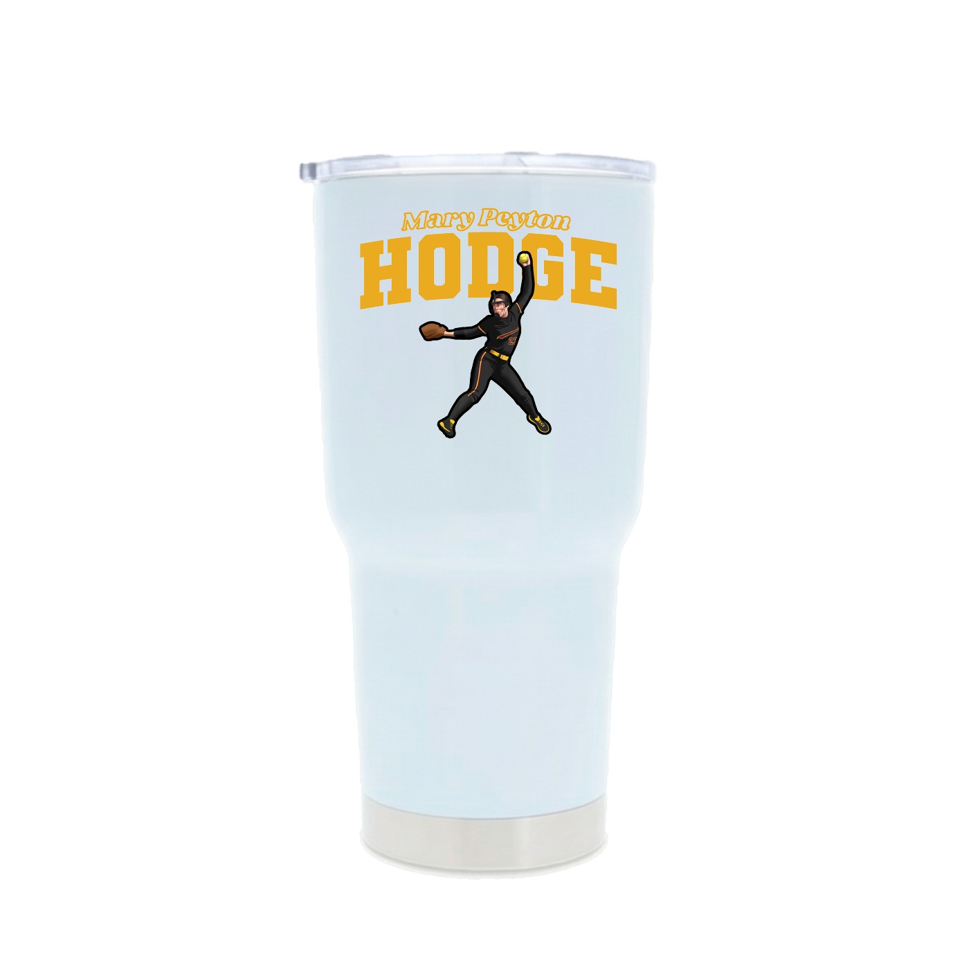 30oz Stainless Steel Tumbler — Name Arch in White
