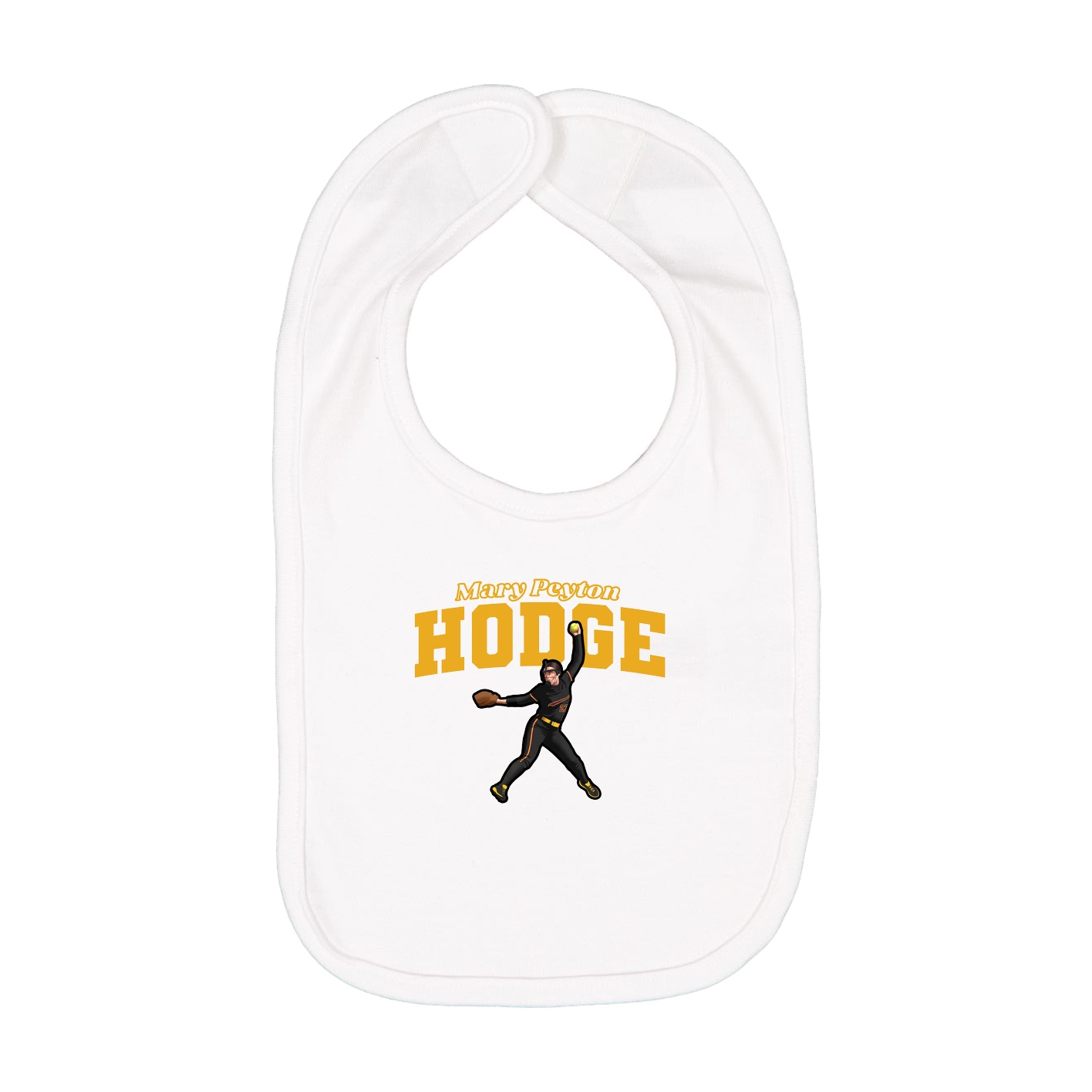 Infant Bib — Name Arch in White