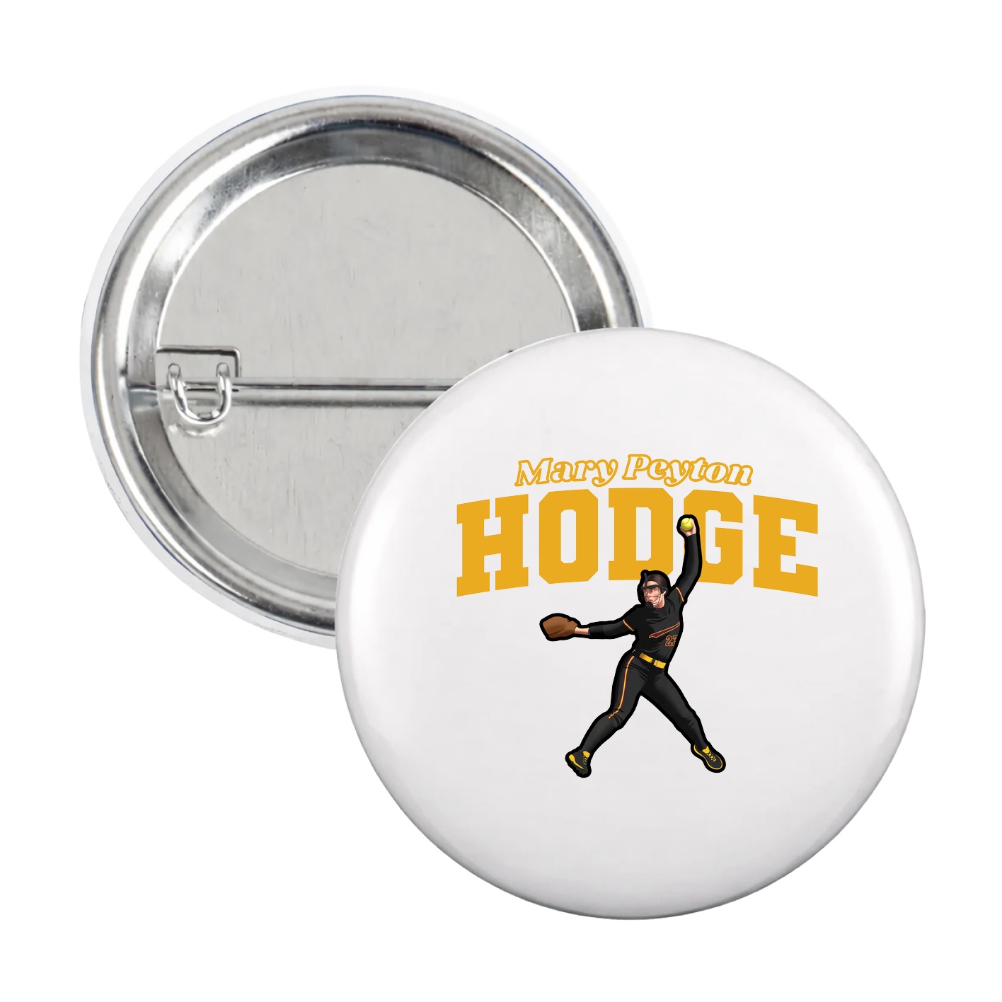 Game Day Button — Name Arch in White