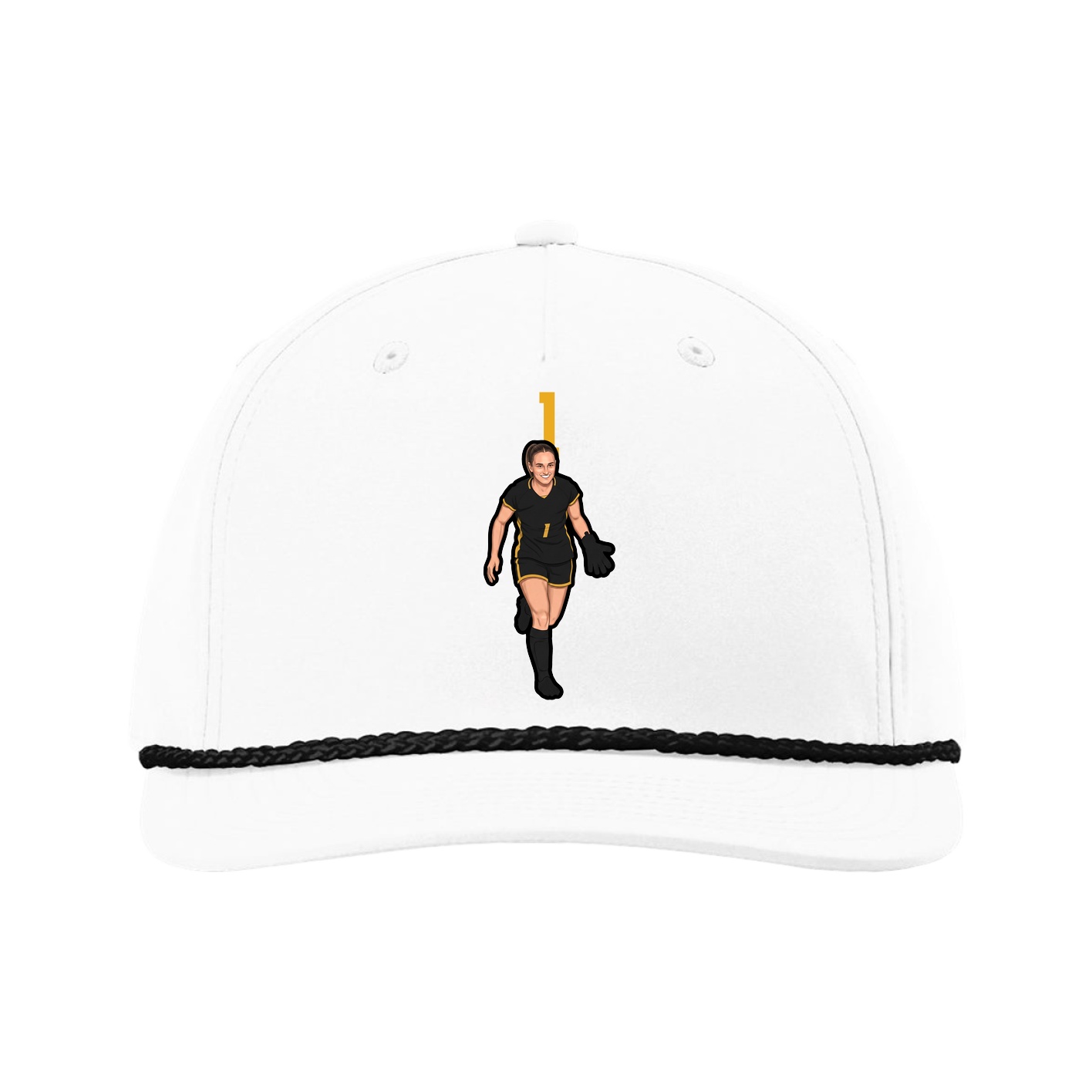 Five-Panel Classic Rope Cap — Number Top in White