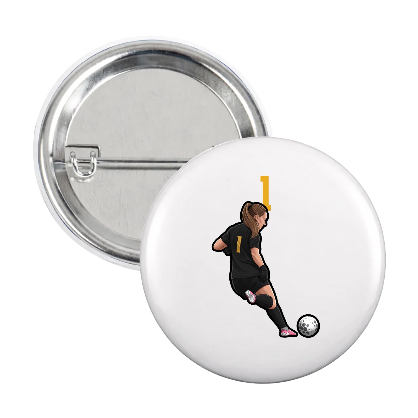 Game Day Button — Number Top in White