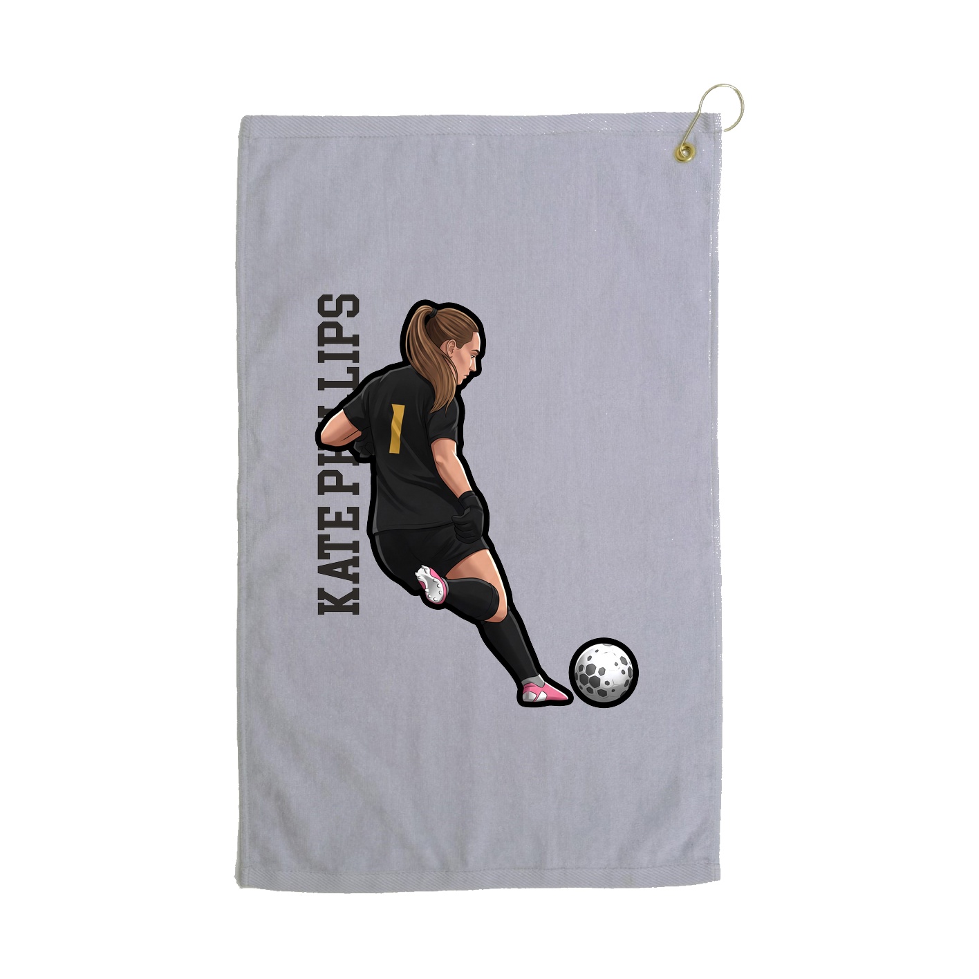 Golf Towel — Name Vertical in Grey