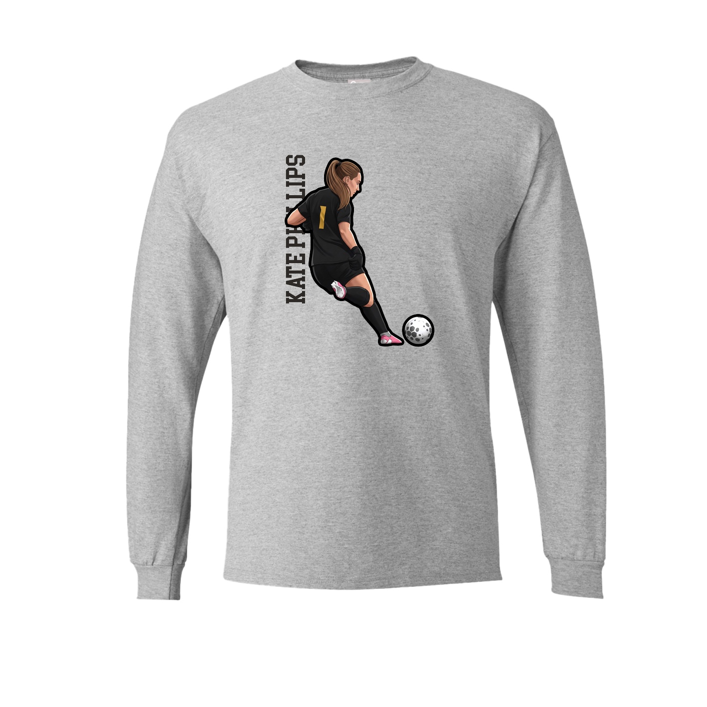 Long Sleeve Tee — Name Vertical in Grey
