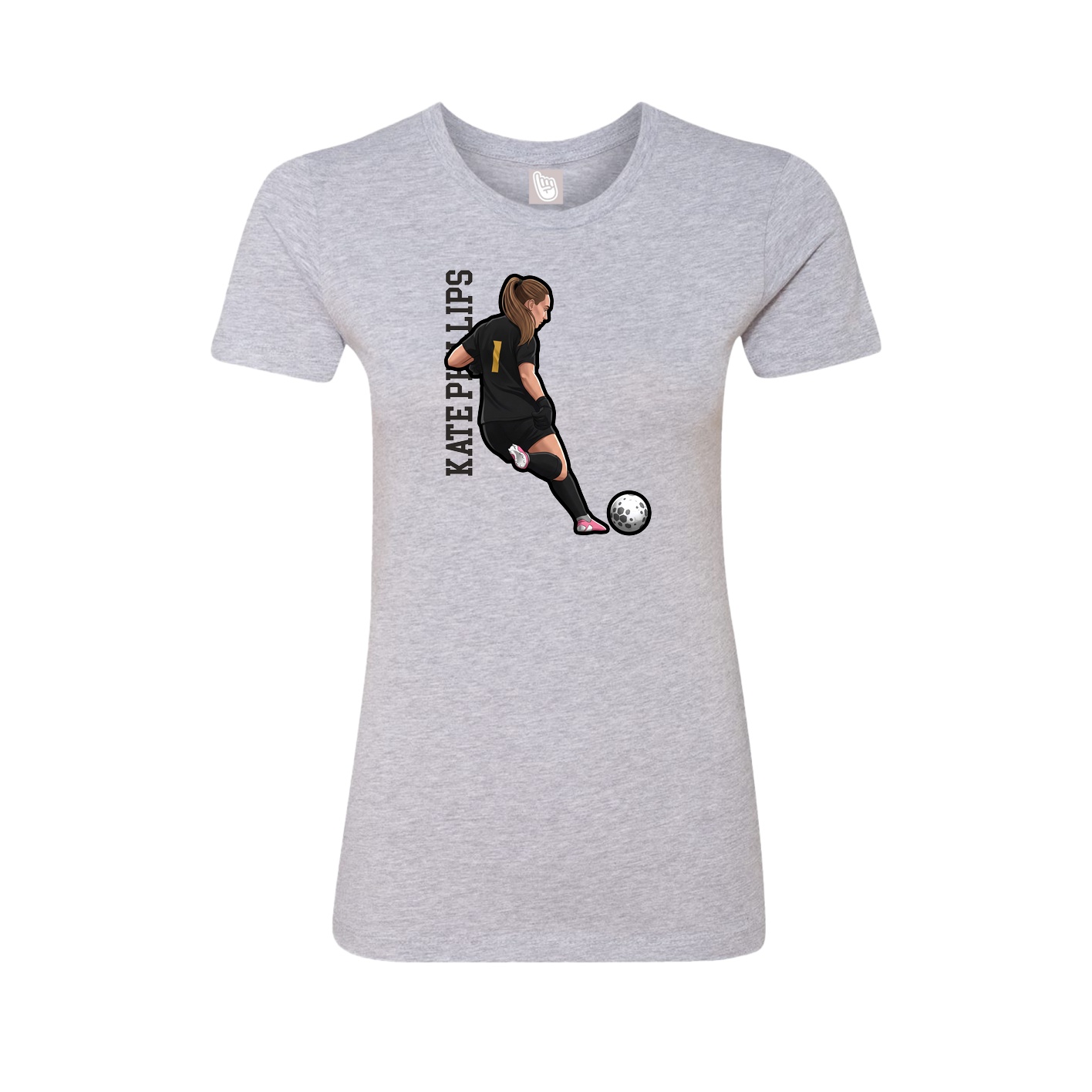Fitted Women's Tee — Name Vertical in Grey