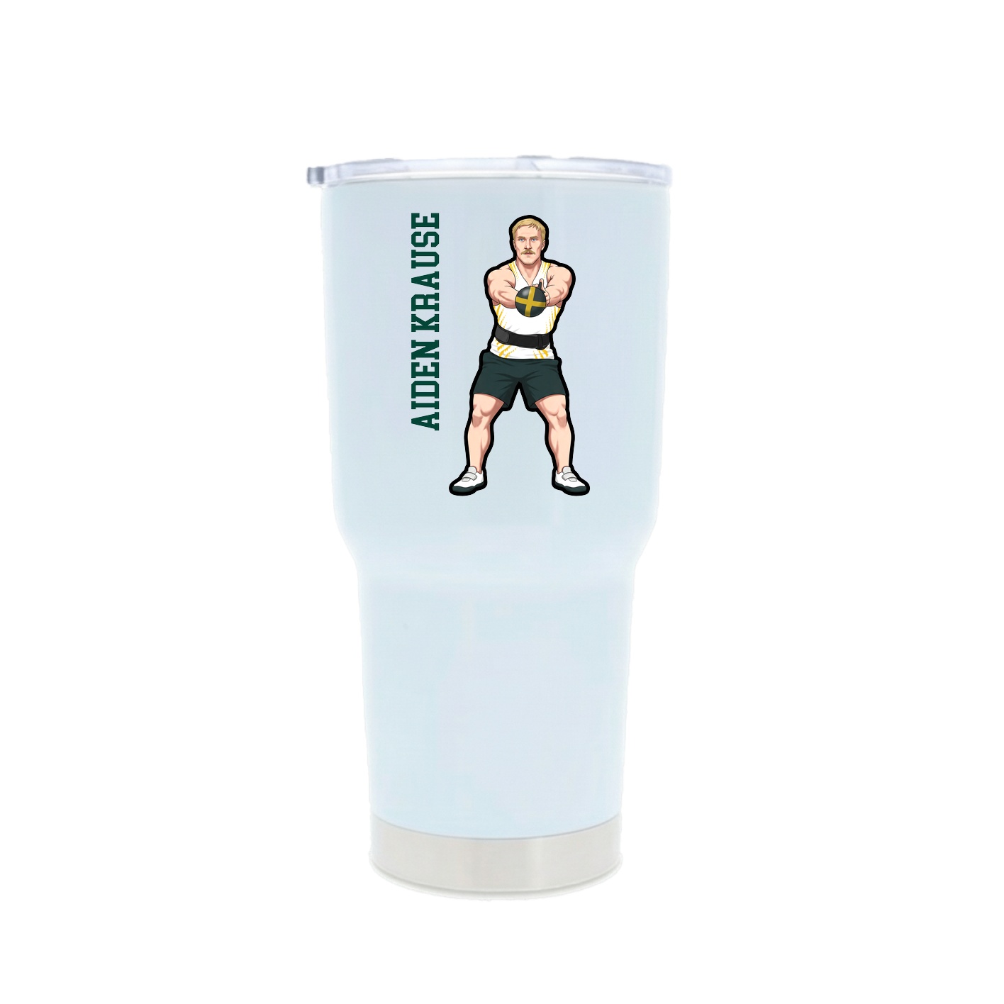 30oz Stainless Steel Tumbler — Name Vertical in White