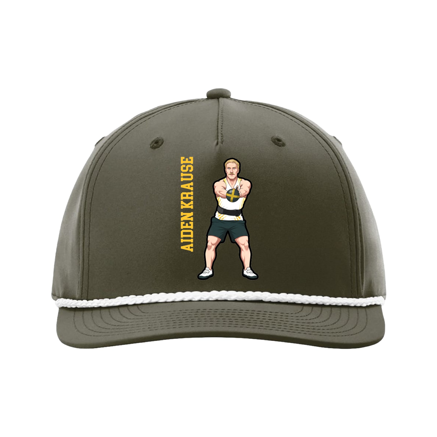 Five-Panel Classic Rope Cap — Name Vertical in Green