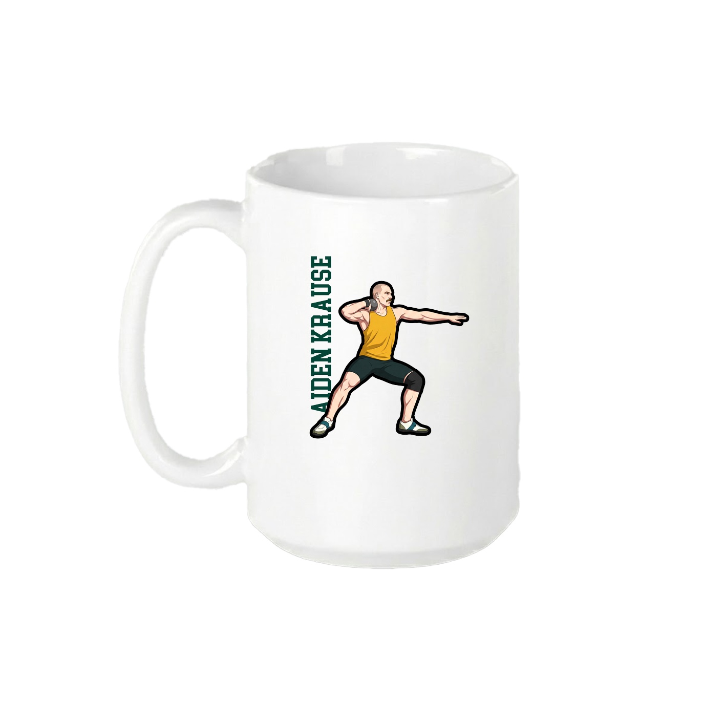 15oz Coffee Mug — Name Vertical in White