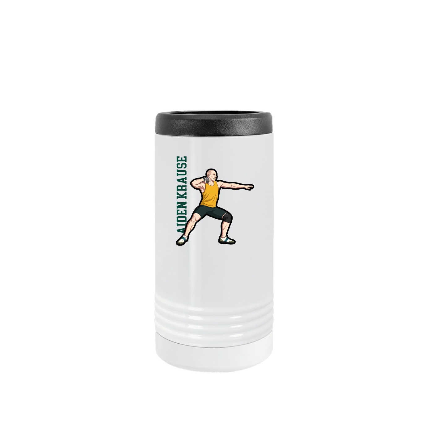 Slim Beverage Holder — Name Vertical in White