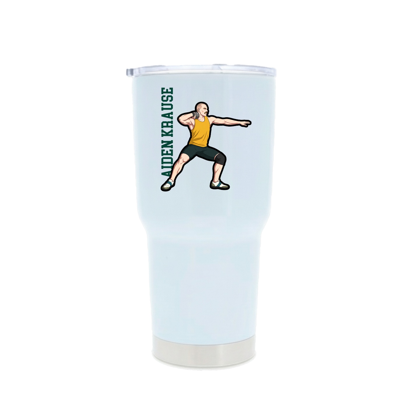 30oz Stainless Steel Tumbler — Name Vertical in White