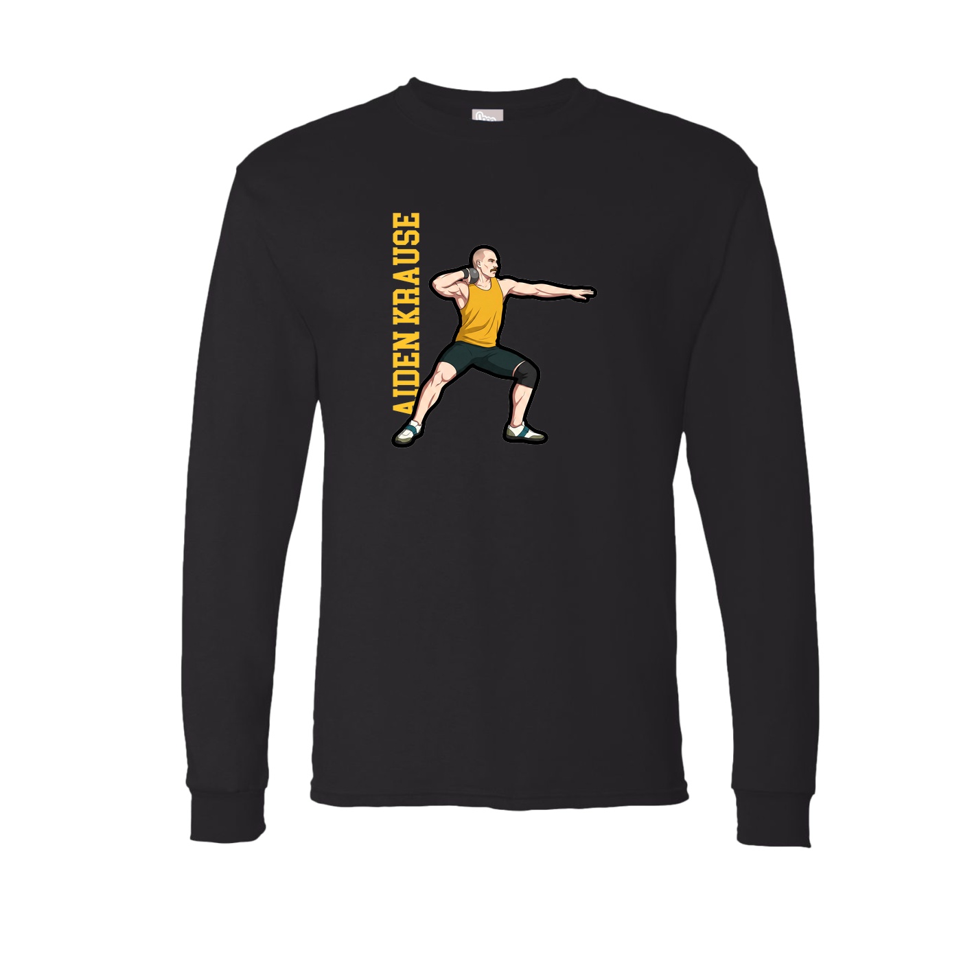 Long Sleeve Tee — Name Vertical in Black