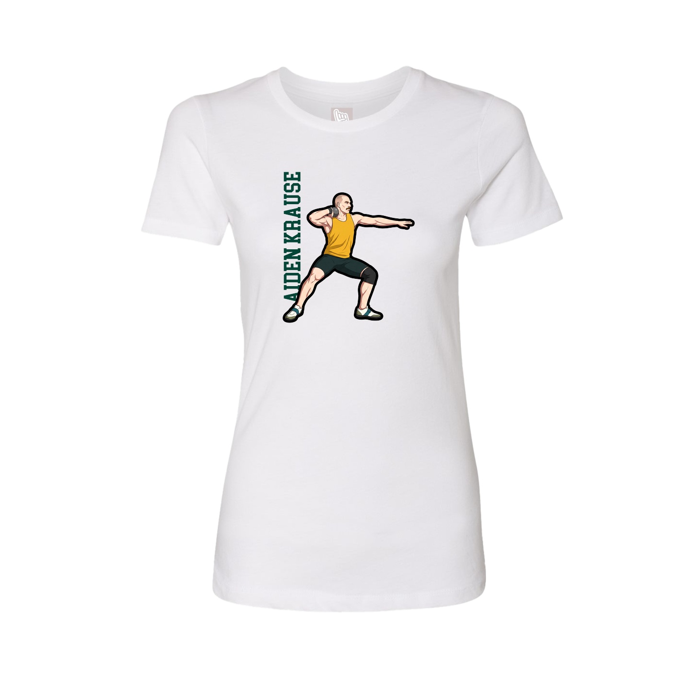 Womens Tee — Name Vertical in White
