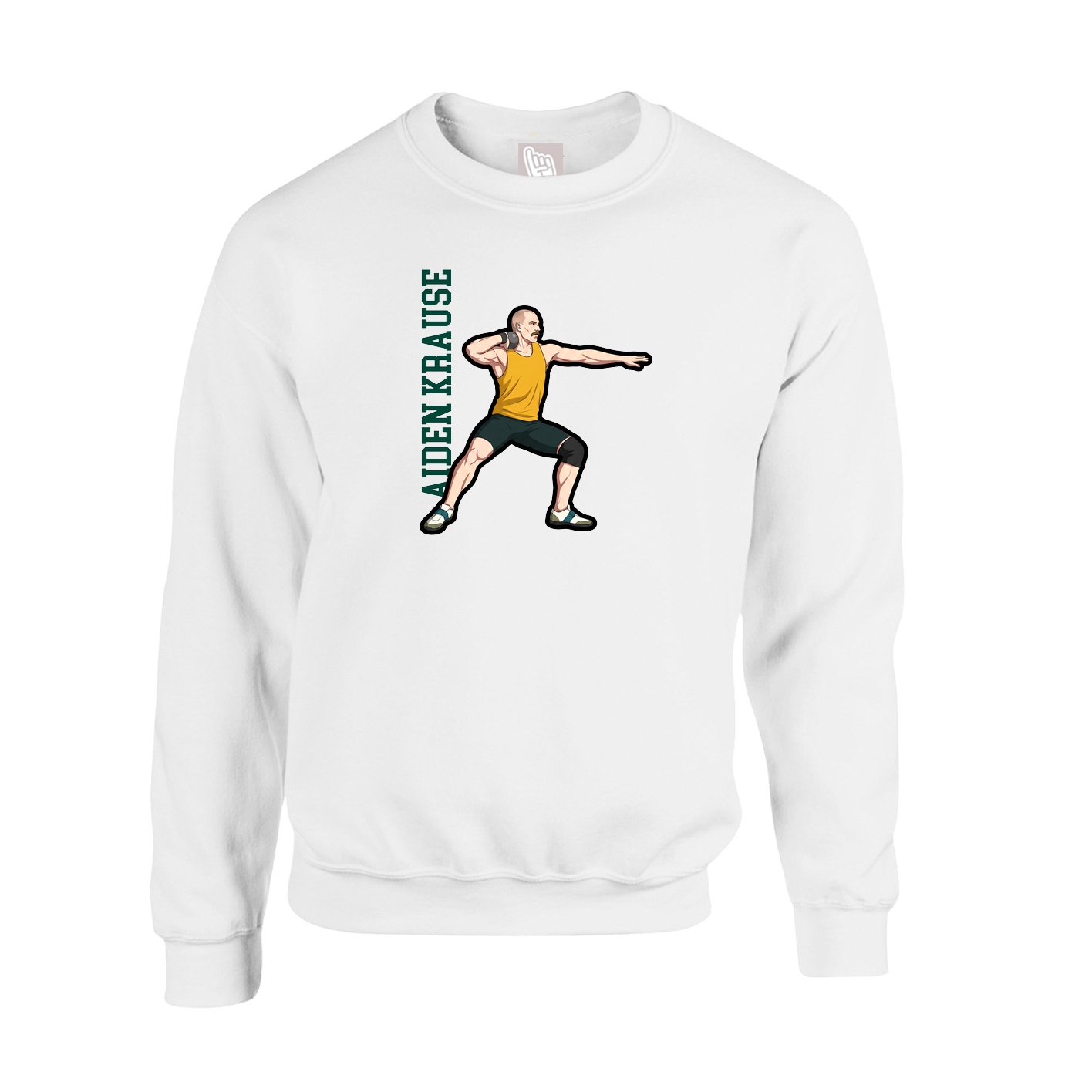 Fleece Crew — Name Vertical in White