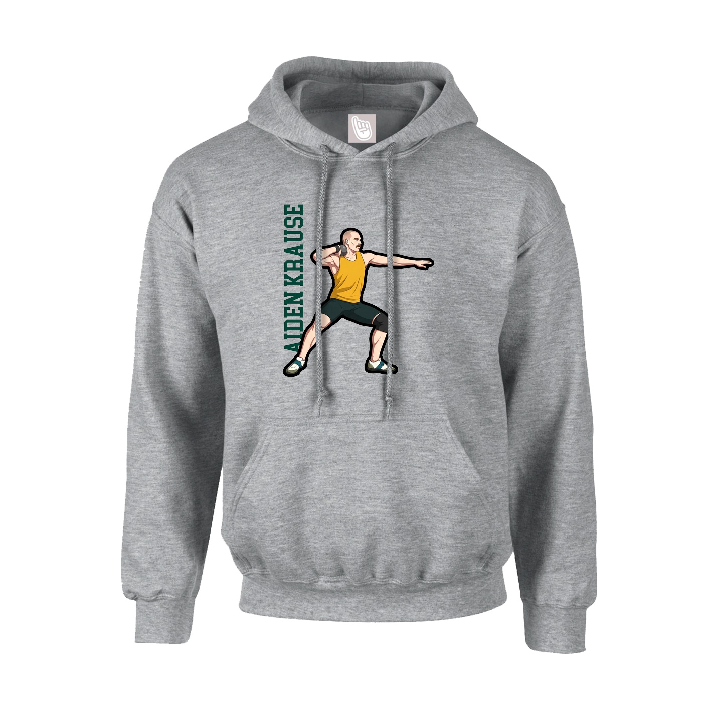 Youth Hoodie — Name Vertical in Grey