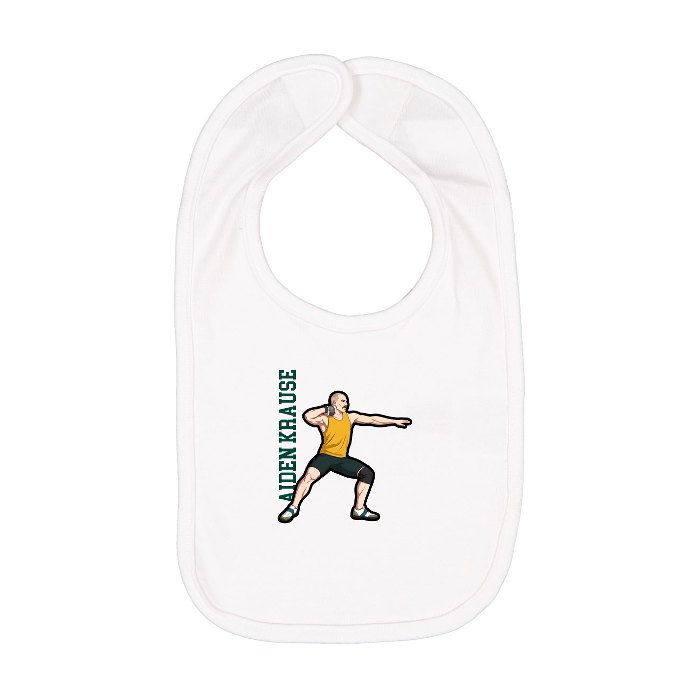 Infant Bib — Name Vertical in White