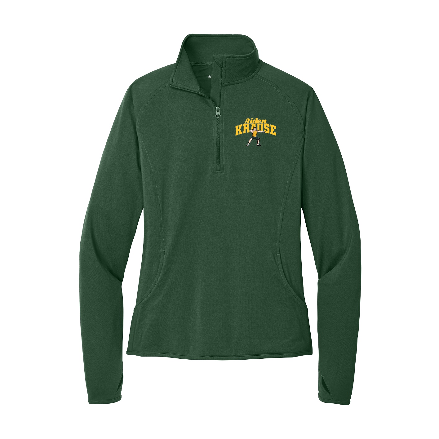 Women's Q-Zip Pullover — Signature Arch in Green