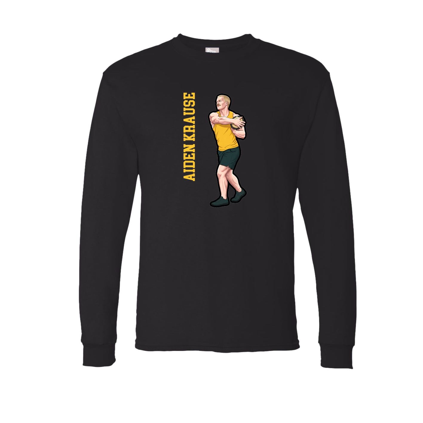 Long Sleeve Tee — Name Vertical in Black