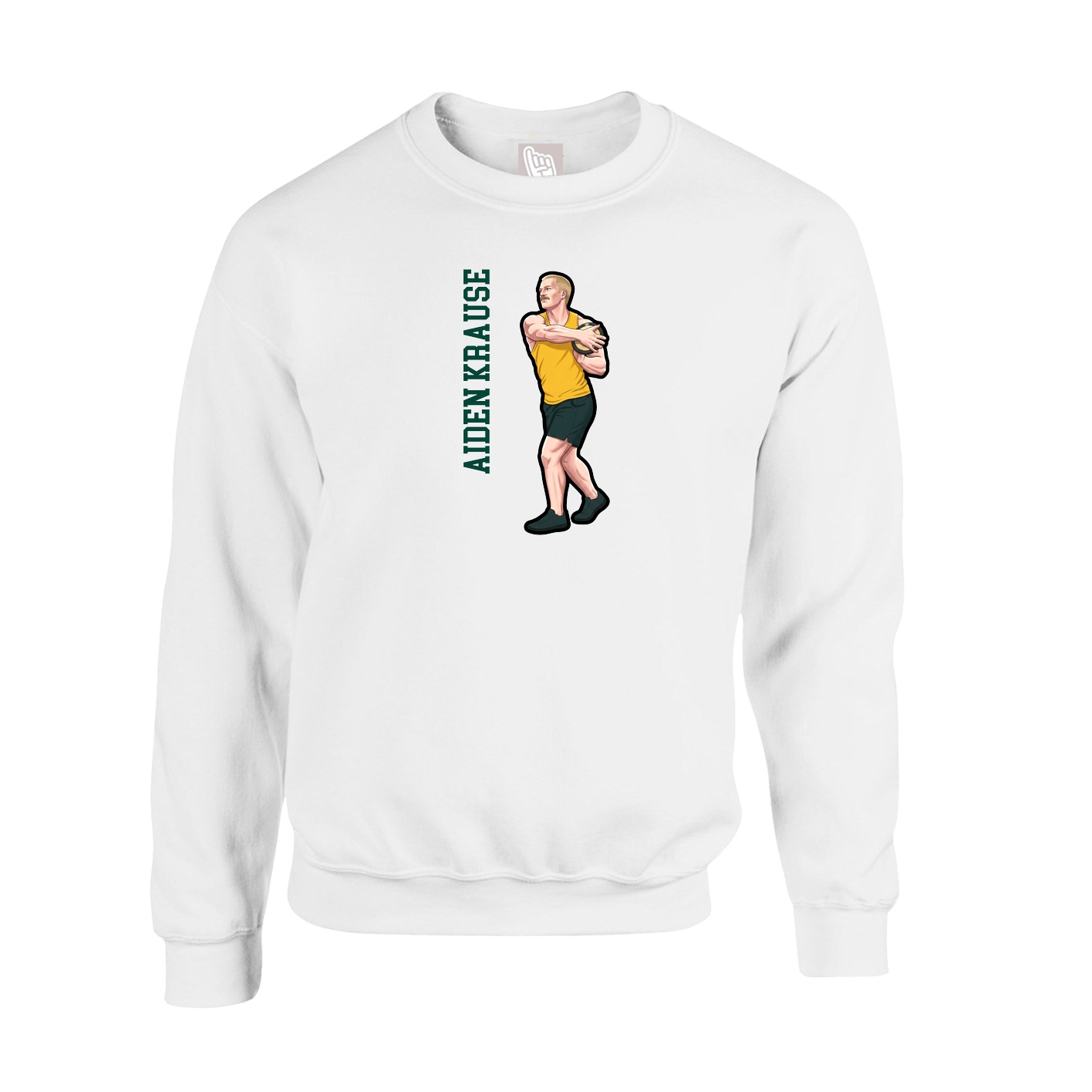 Fleece Crew — Name Vertical in White